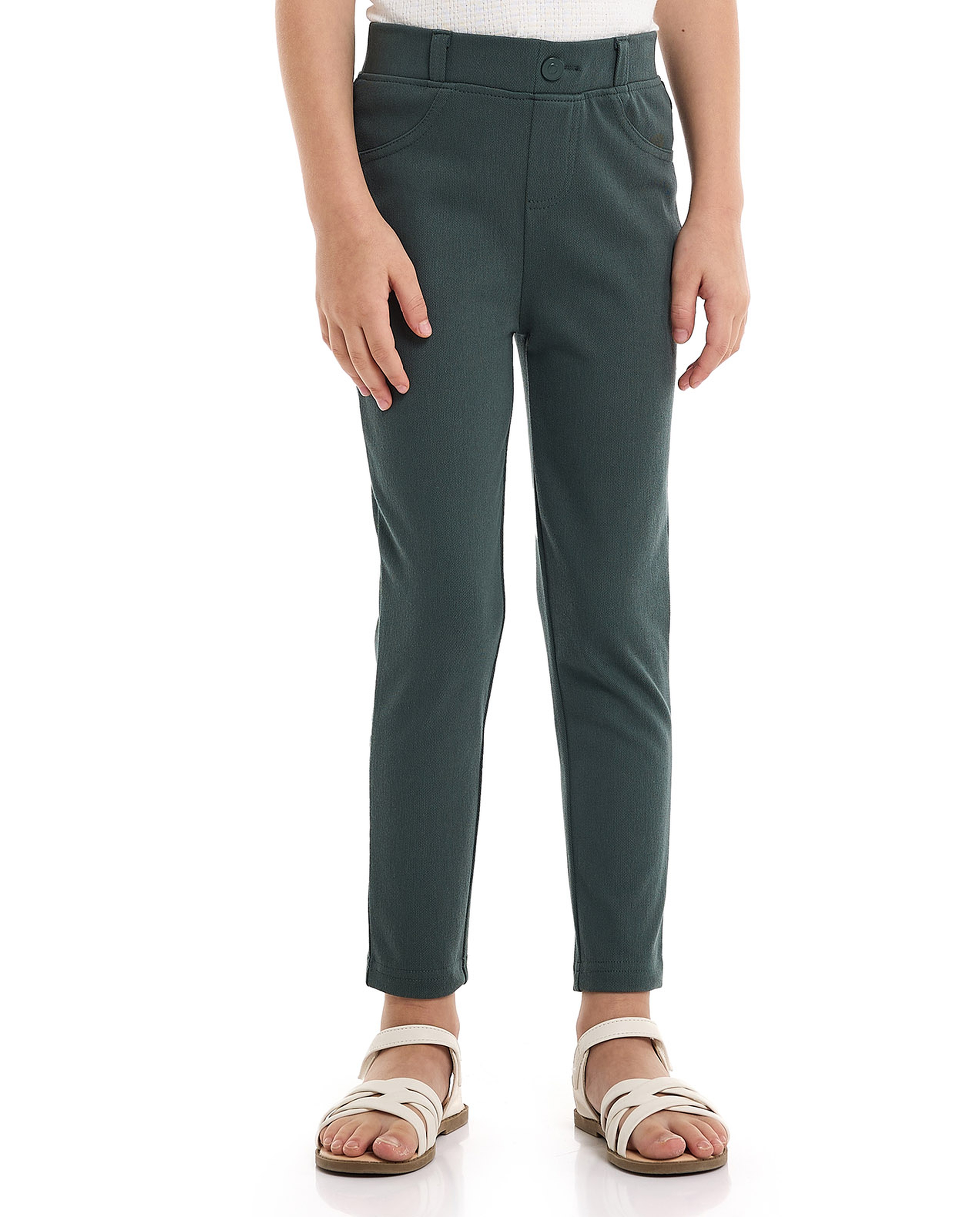 Solid Slim Fit Pants with Elastic Waist