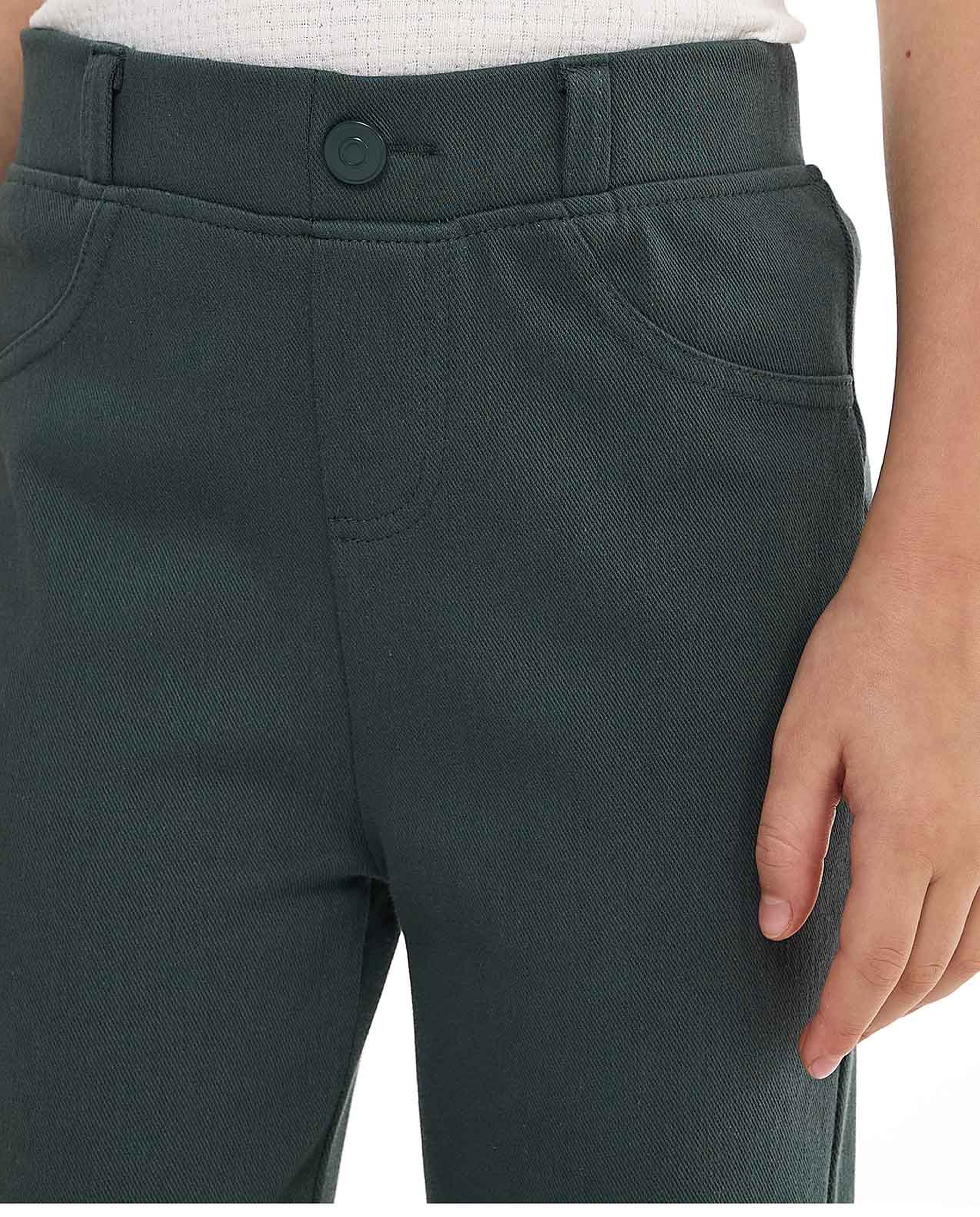 Solid Slim Fit Pants with Elastic Waist