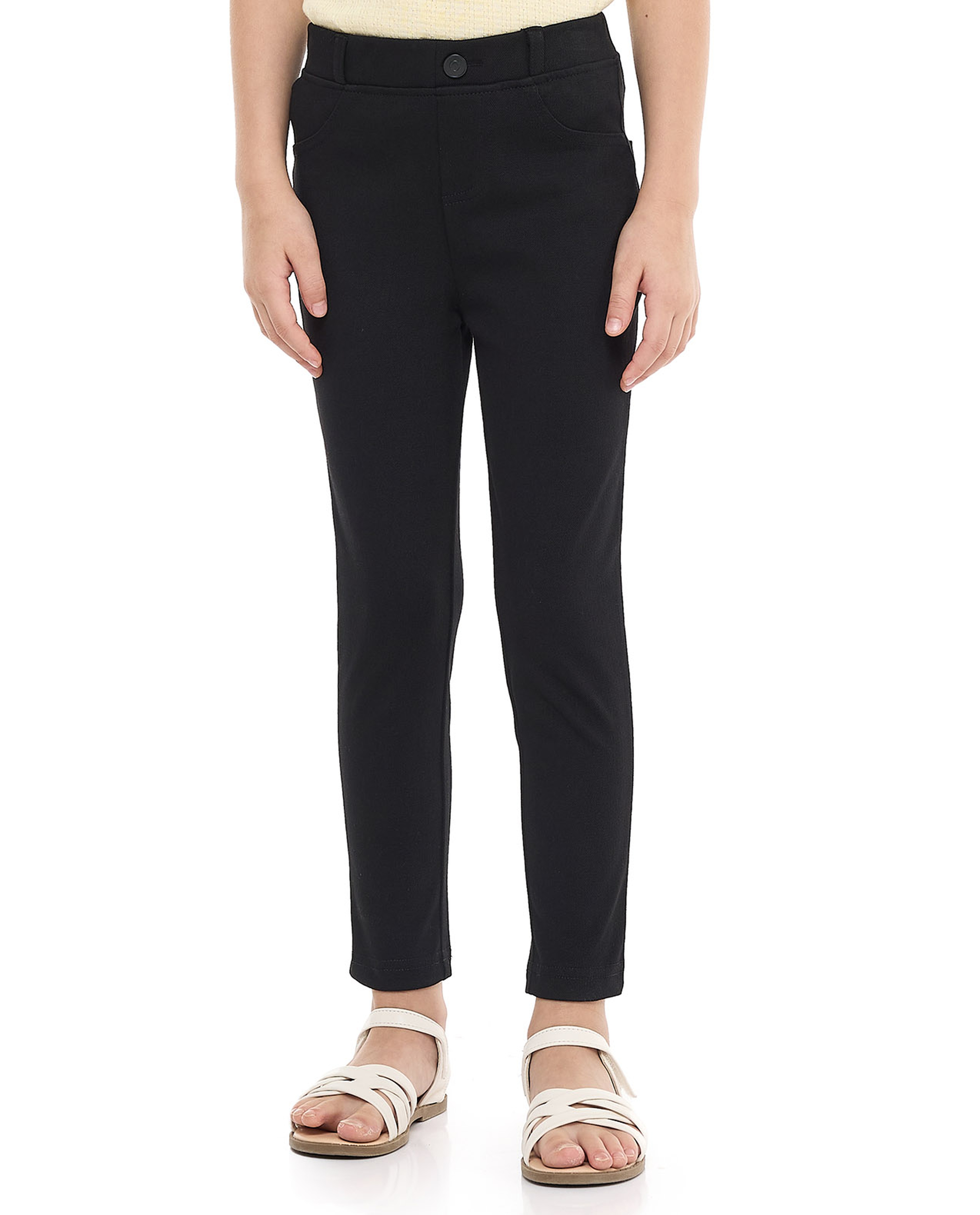 Solid Slim Fit Pants with Elastic Waist