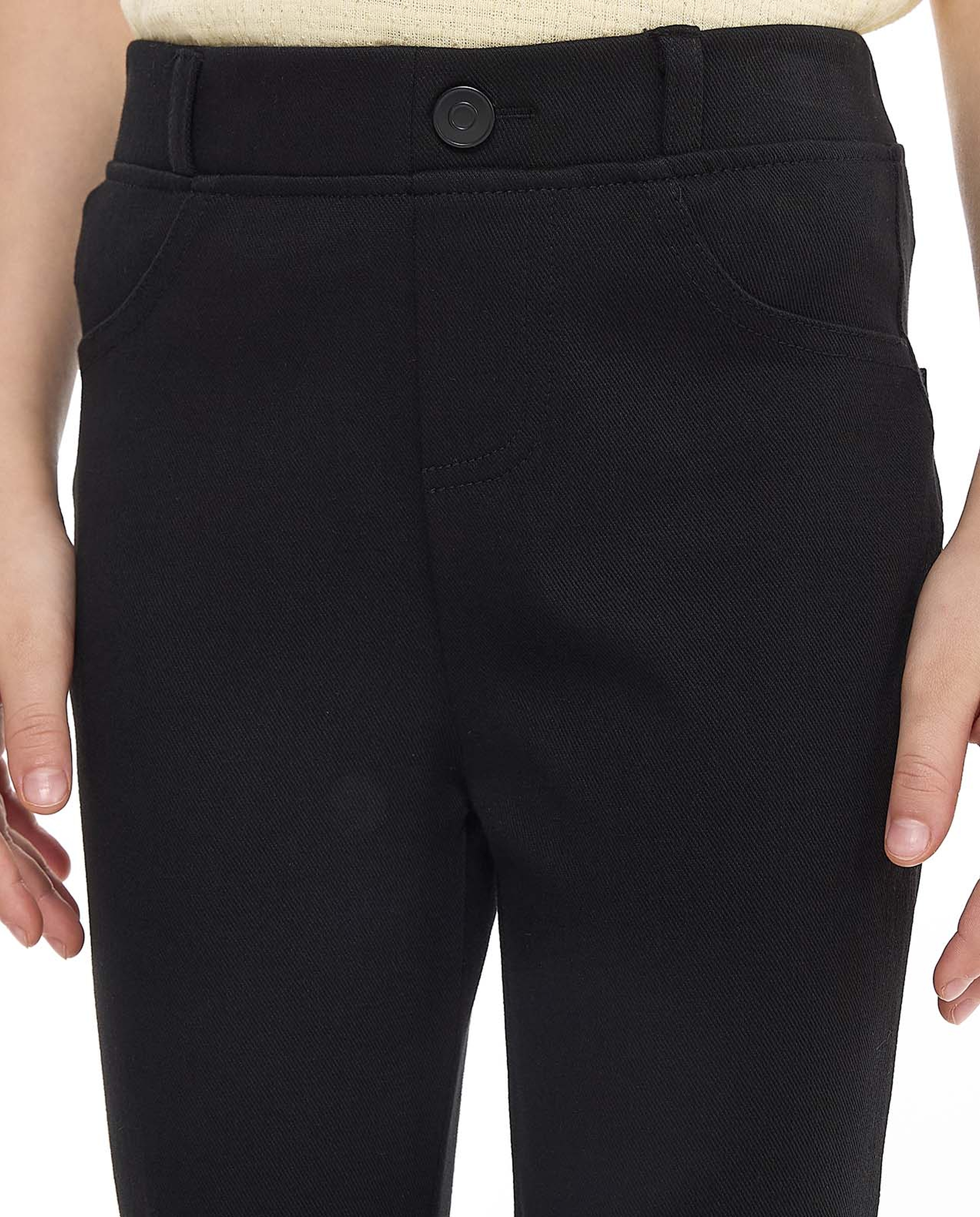 Solid Slim Fit Pants with Elastic Waist