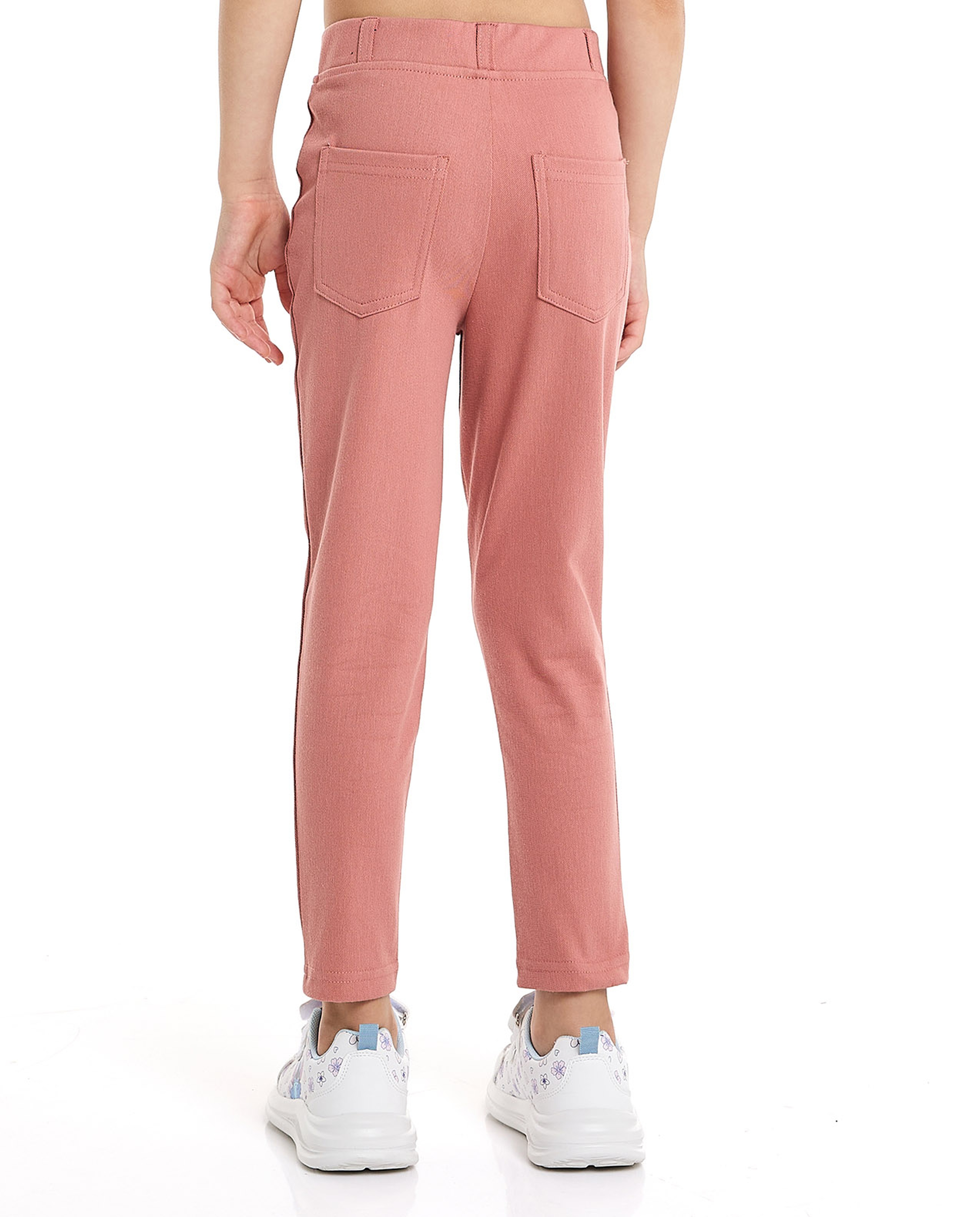 Solid Slim Fit Pants with Elastic Waist