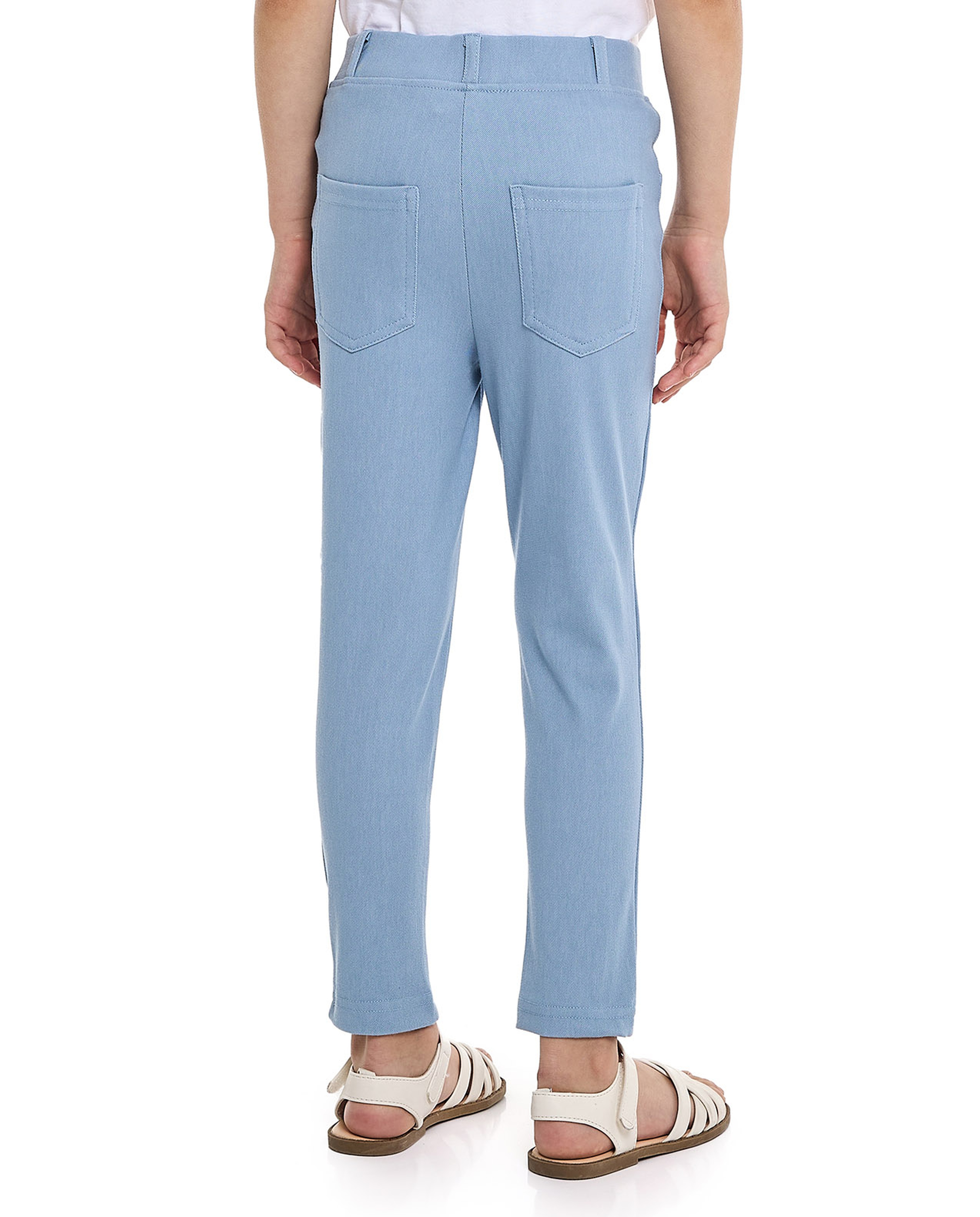 Solid Slim Fit Pants with Elastic Waist