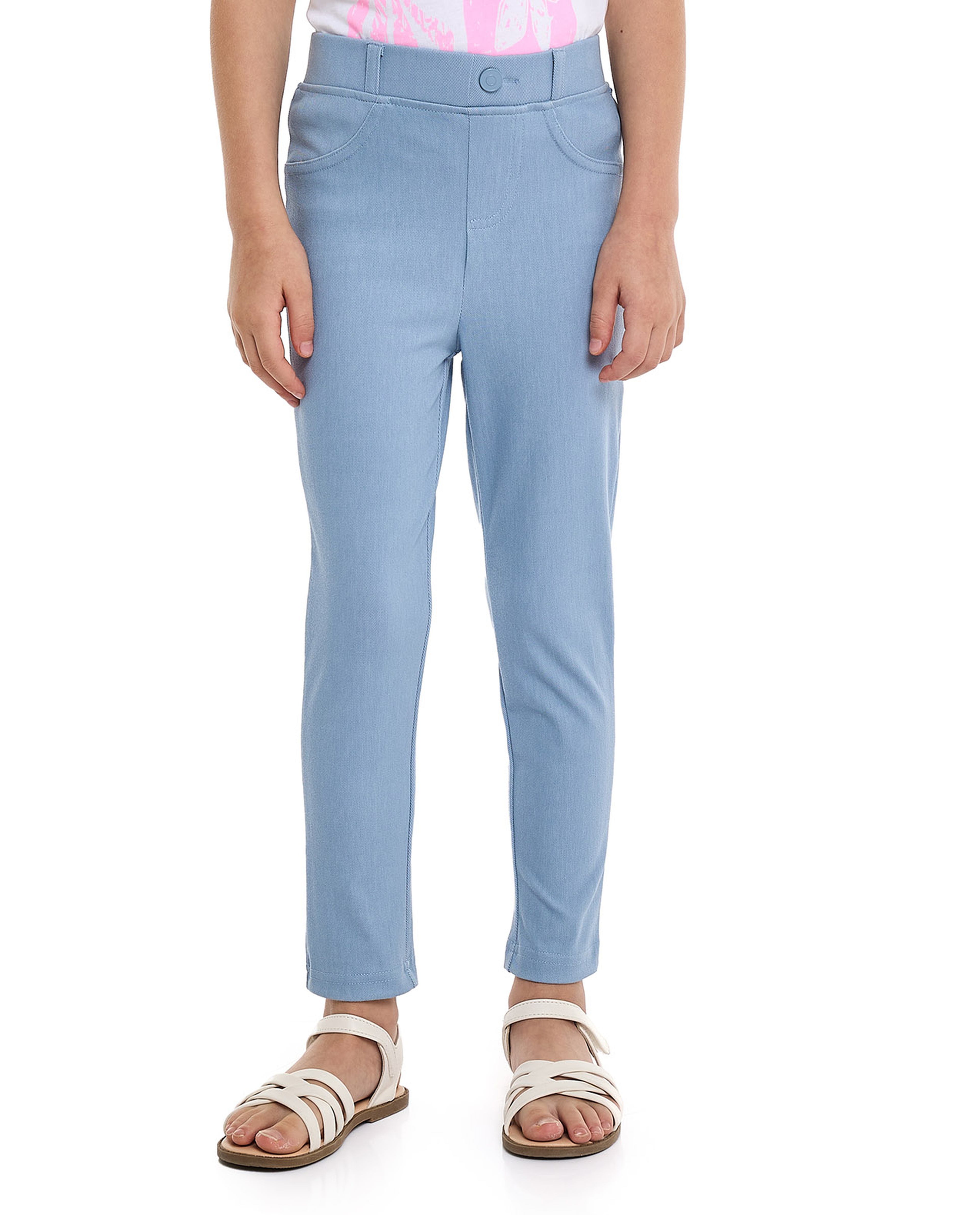 Solid Slim Fit Pants with Elastic Waist