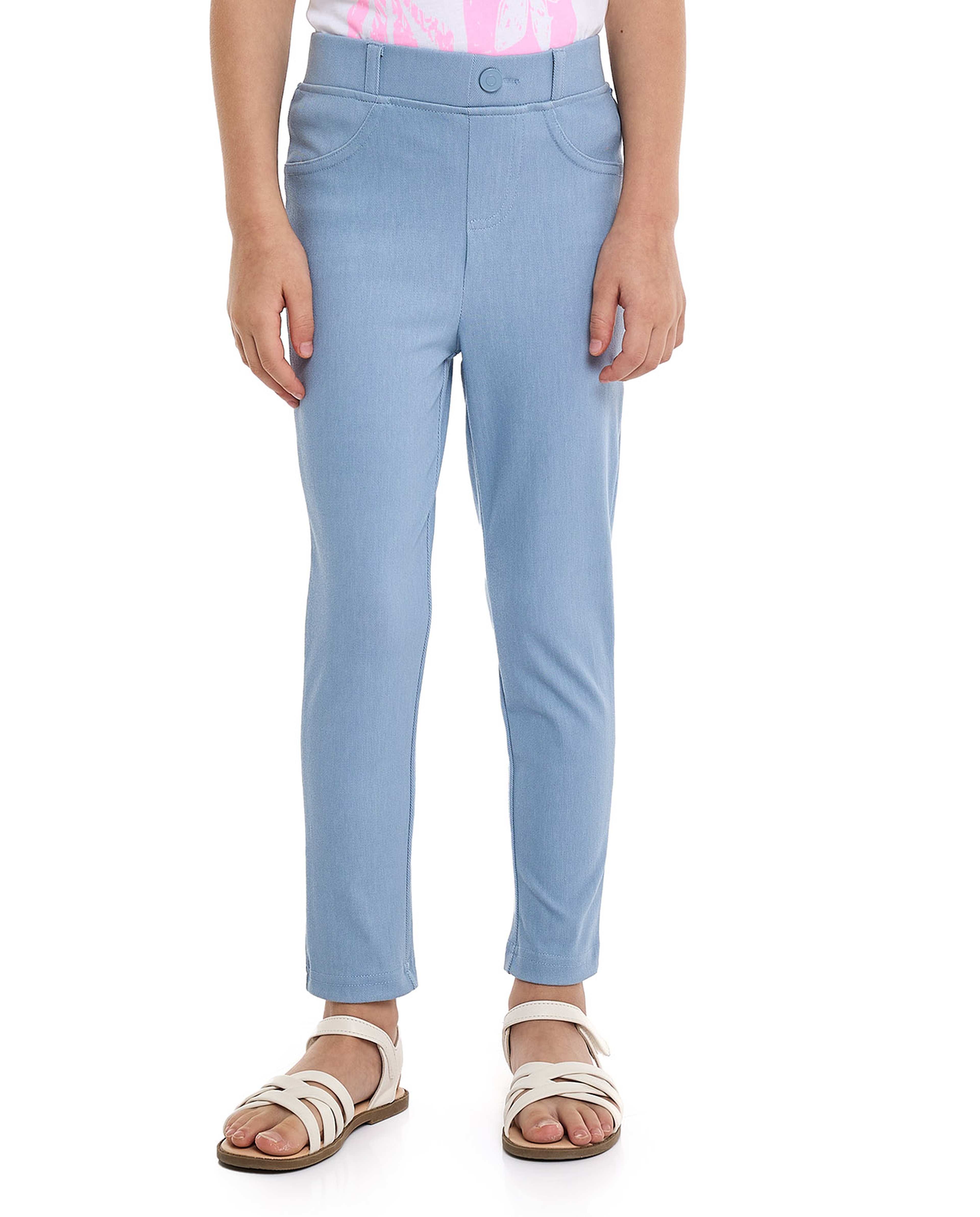 Solid Slim Fit Pants with Elastic Waist