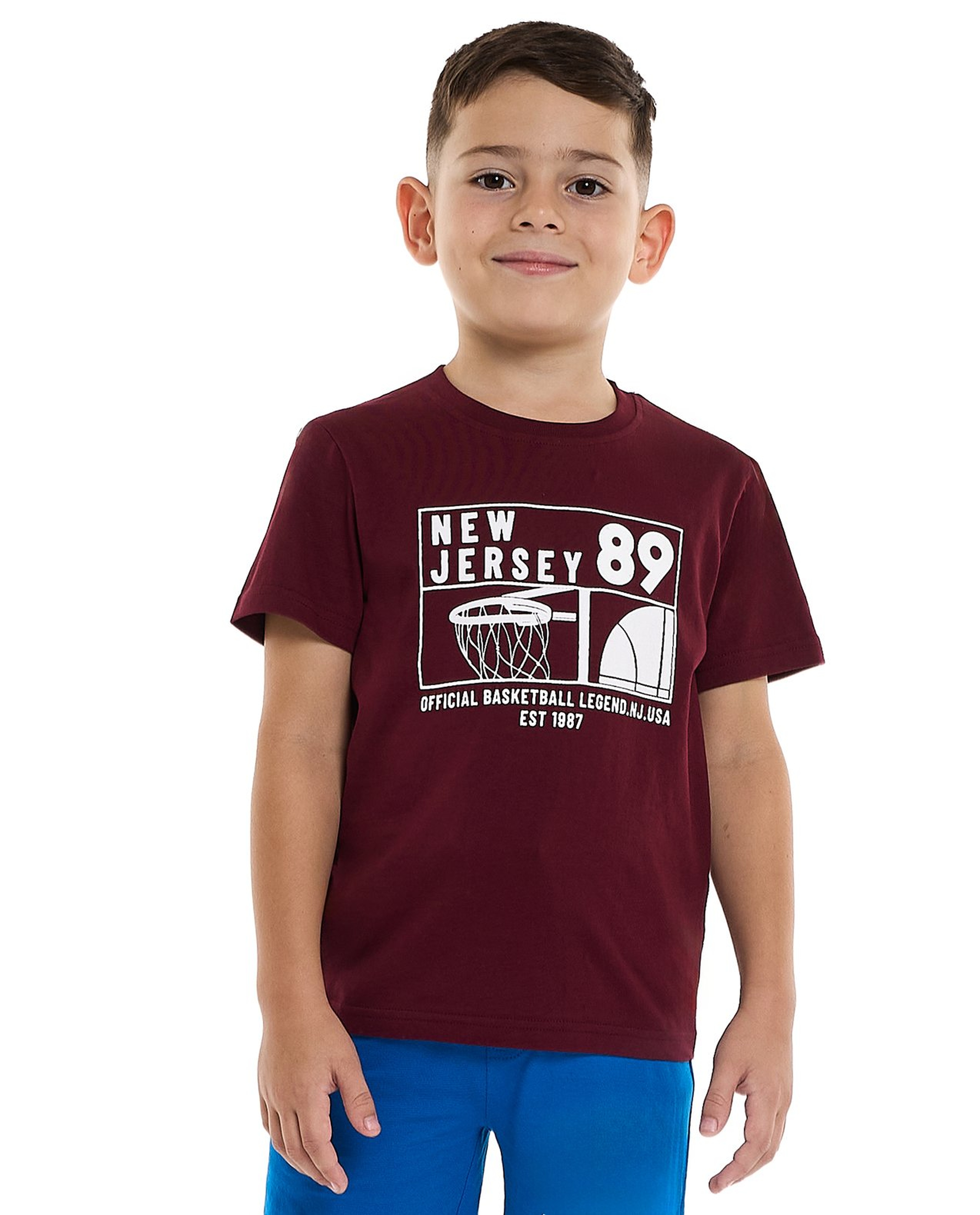 Graphic Print T-Shirt with Crew Neck and Short Sleeves