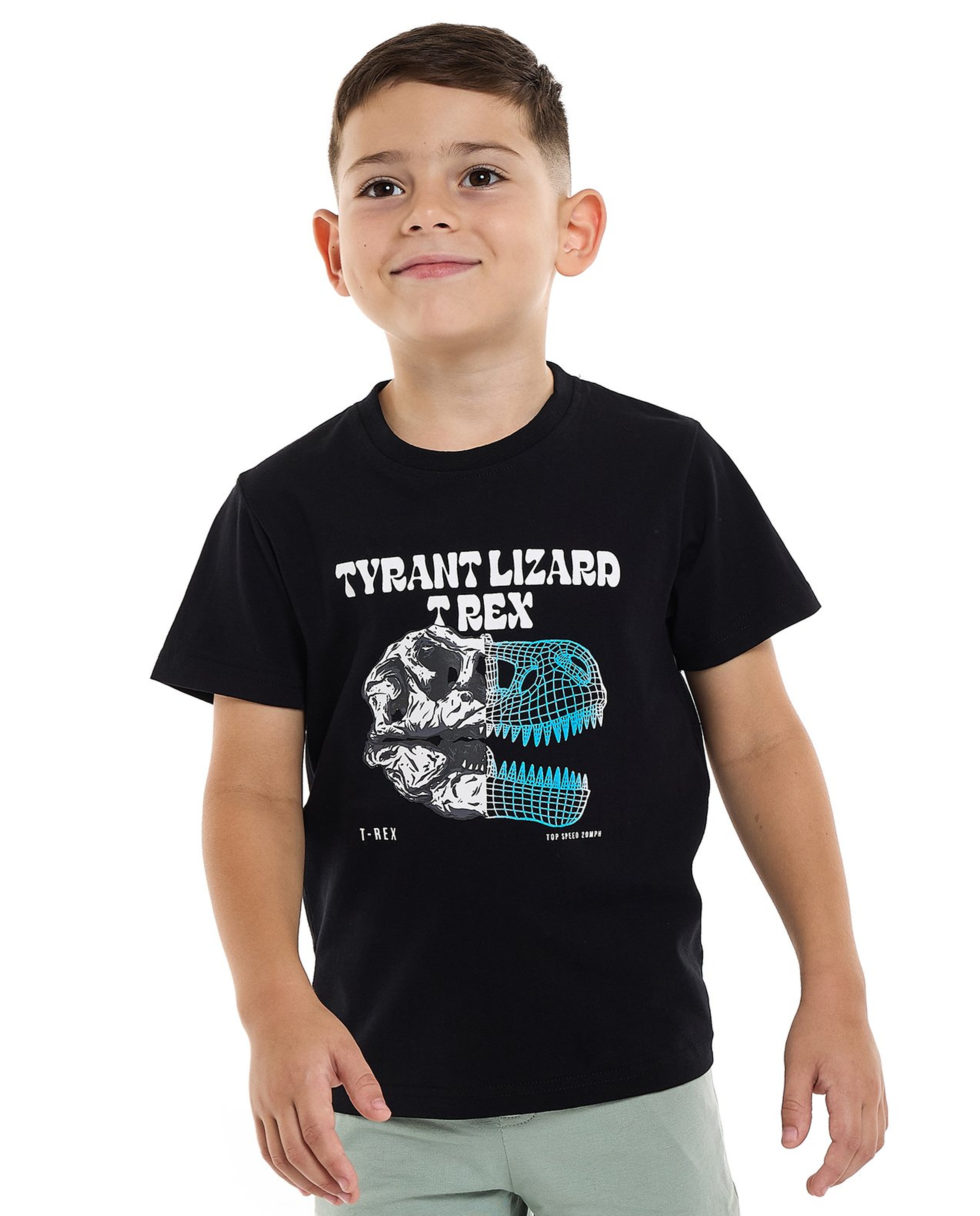 Graphic Print T-Shirt with Crew Neck and Short Sleeves