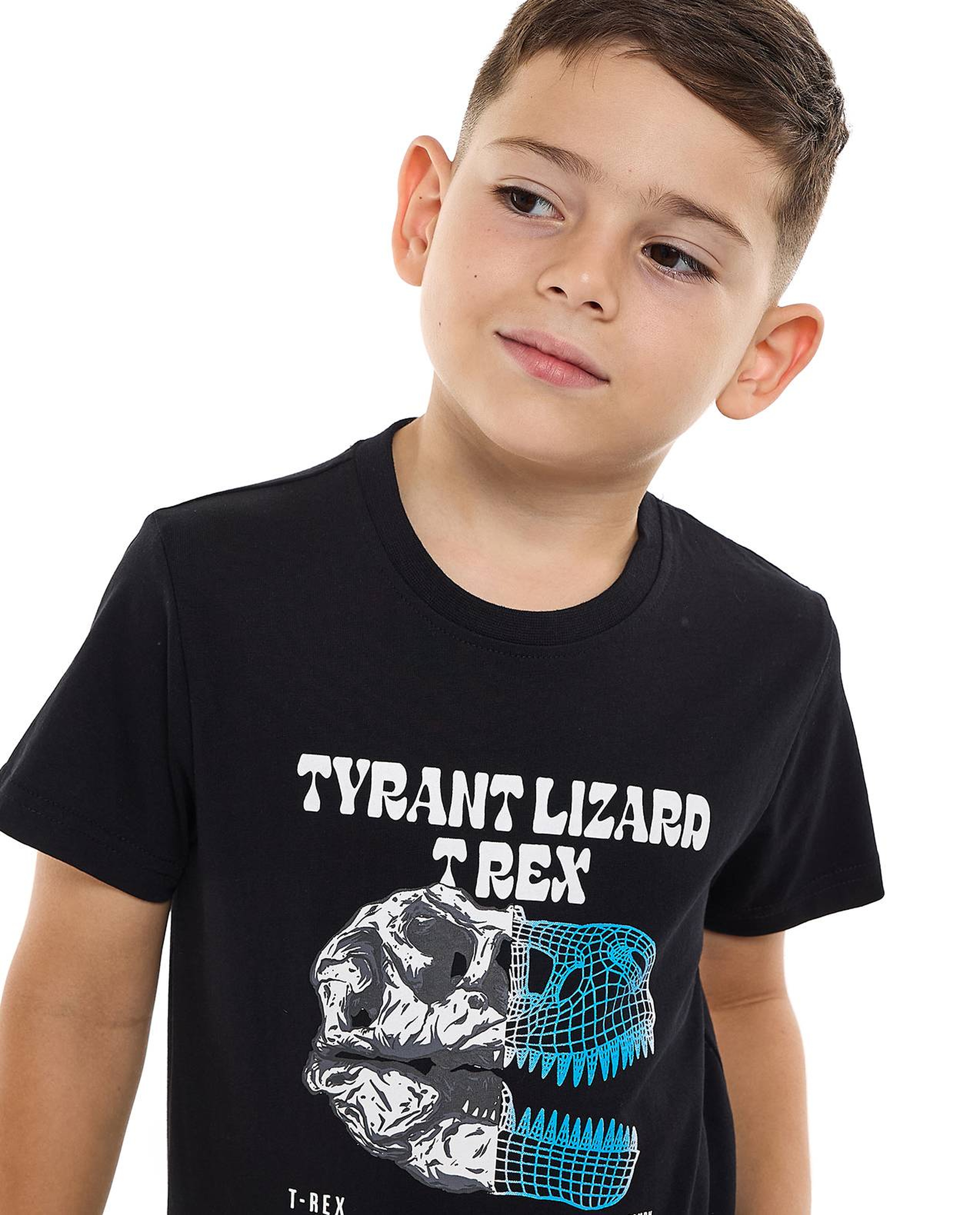 Graphic Print T-Shirt with Crew Neck and Short Sleeves