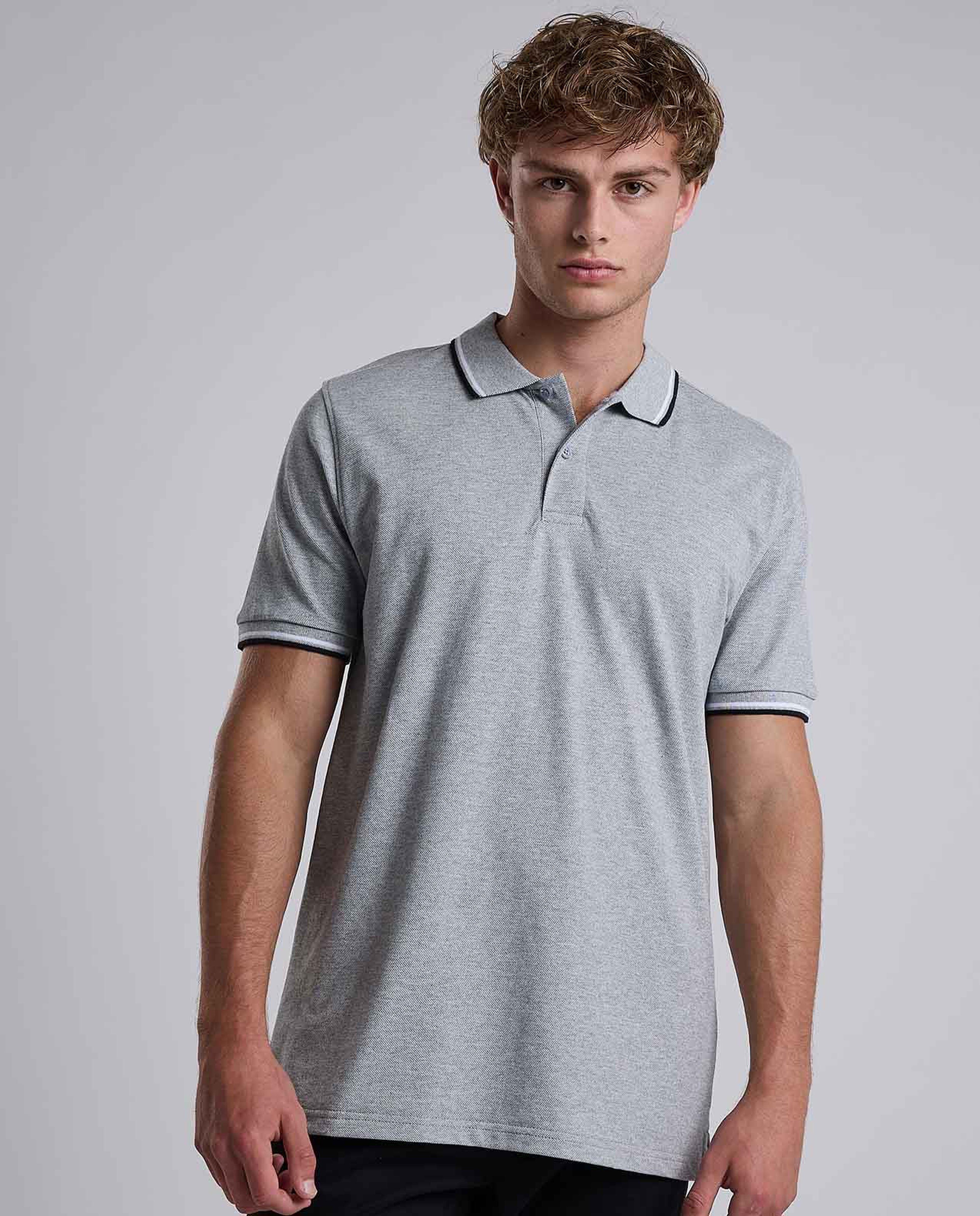 Contrast Trim Polo T-Shirt with Shirt Collar and Short Sleeves
