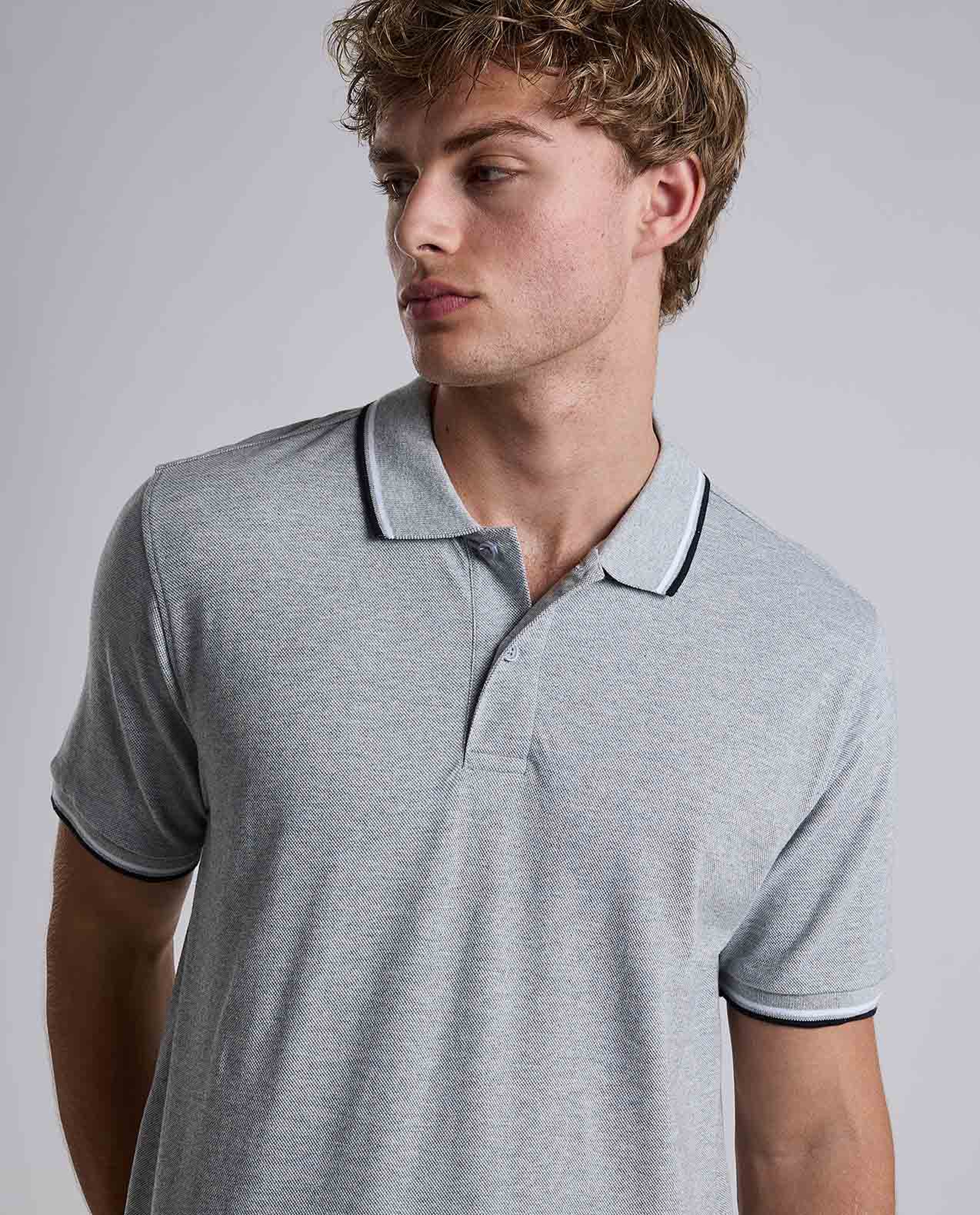 Contrast Trim Polo T-Shirt with Shirt Collar and Short Sleeves