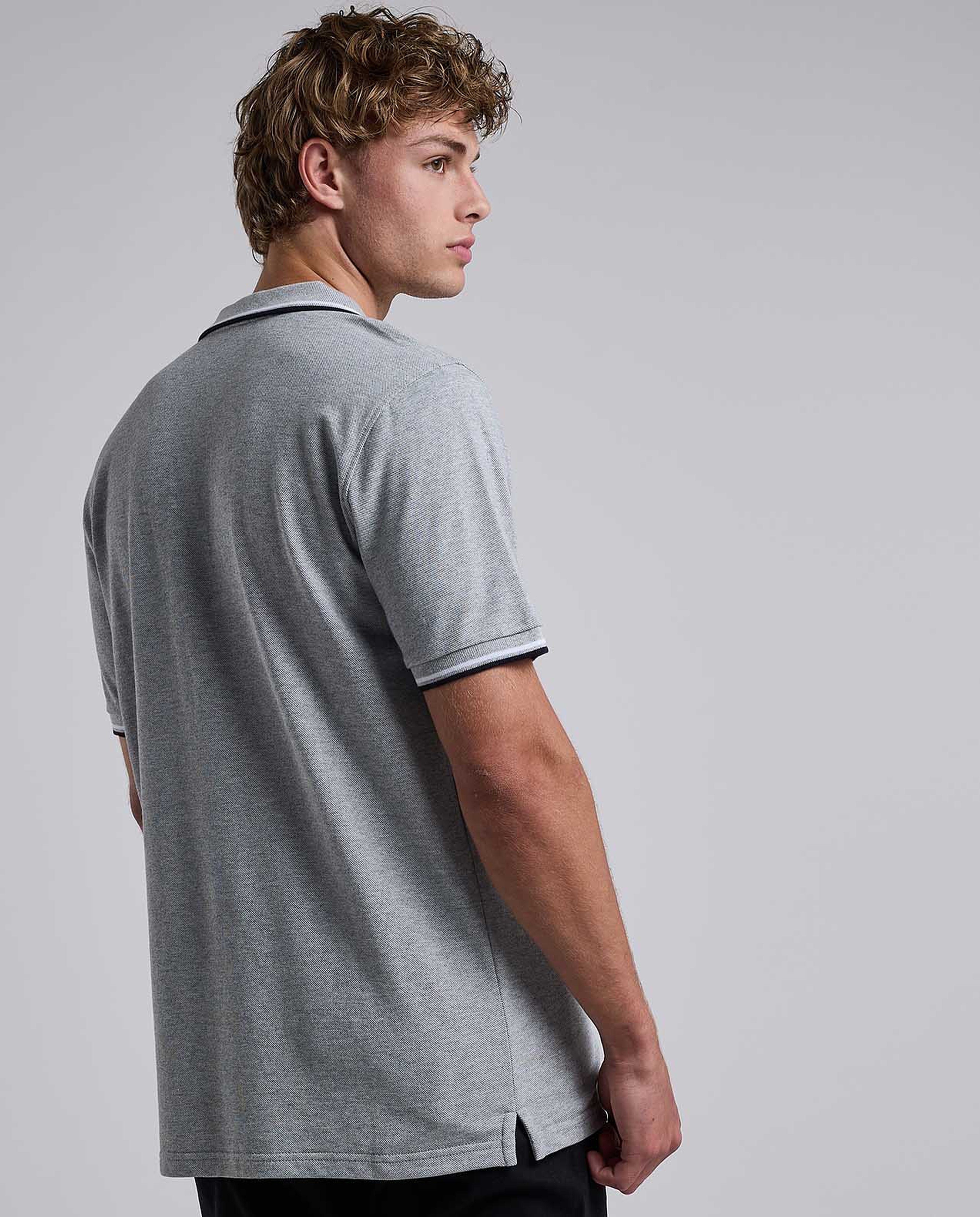 Contrast Trim Polo T-Shirt with Shirt Collar and Short Sleeves