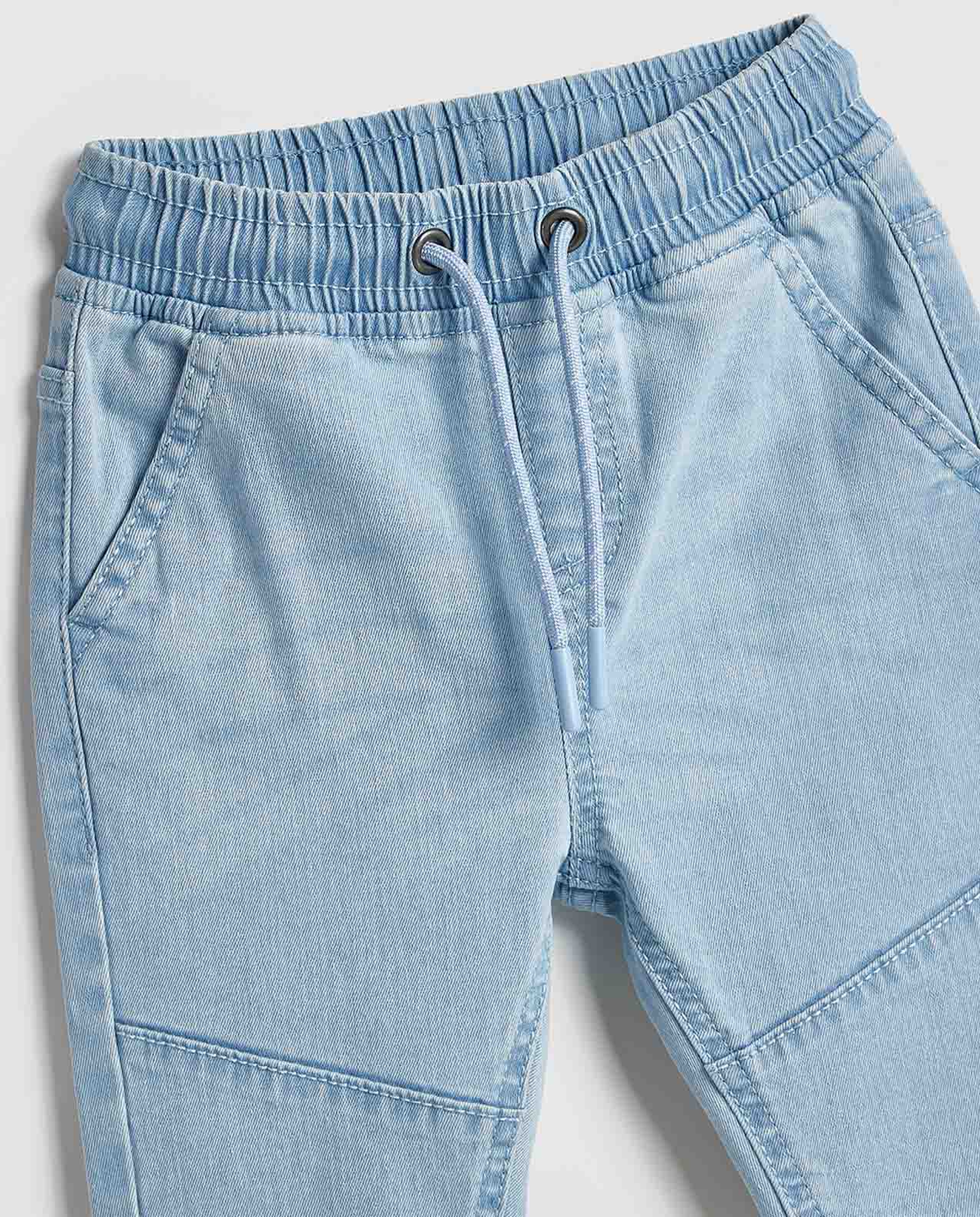 Faded Jogger Jeans with Drawstring Waist