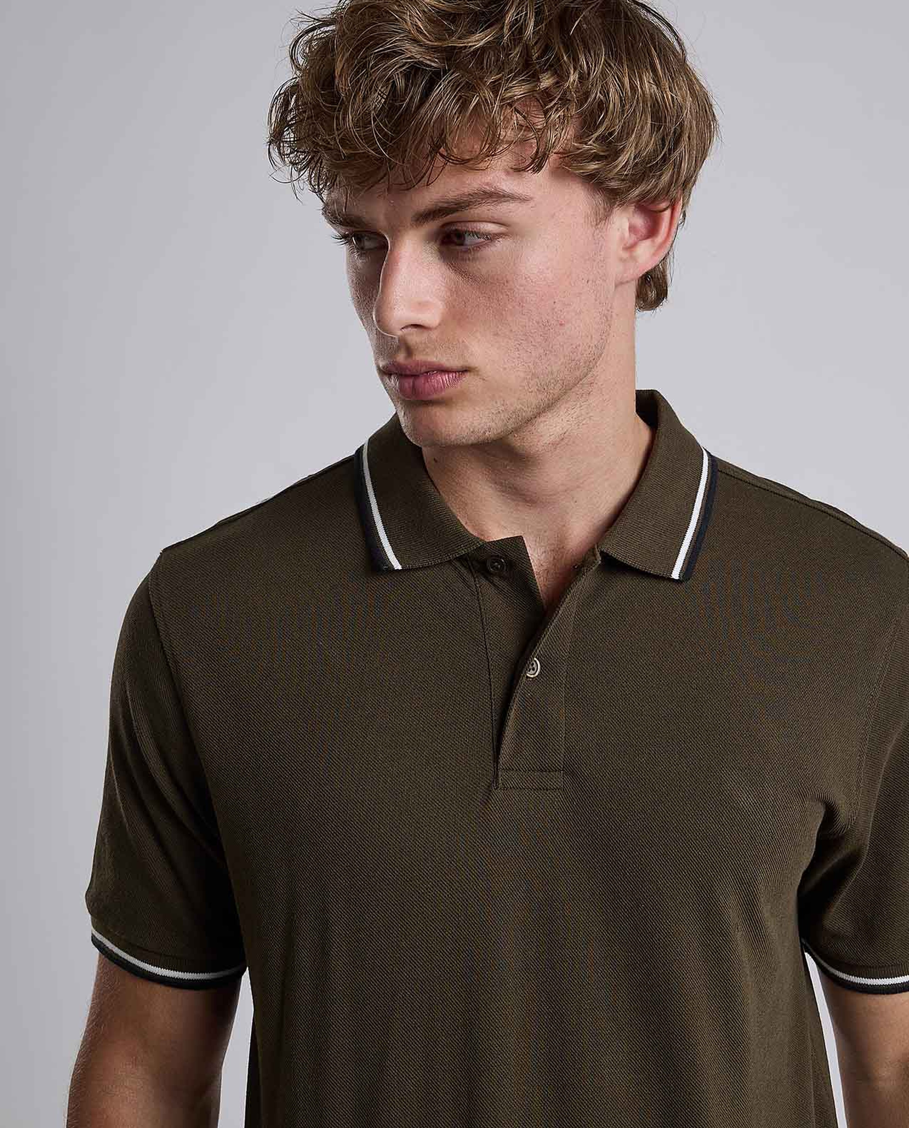Contrast Trim Polo T-Shirt with Shirt Collar and Short Sleeves
