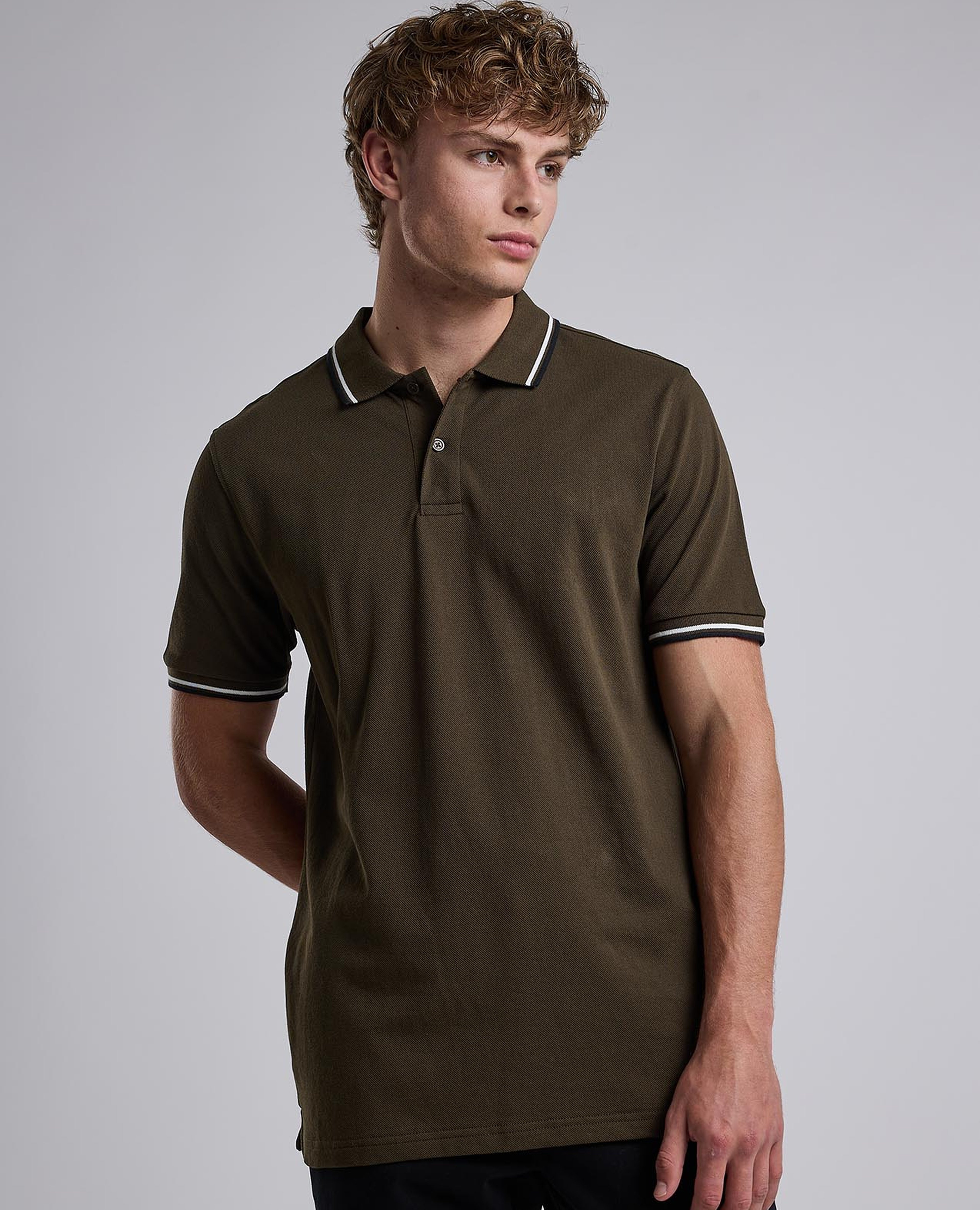 Contrast Trim Polo T-Shirt with Shirt Collar and Short Sleeves
