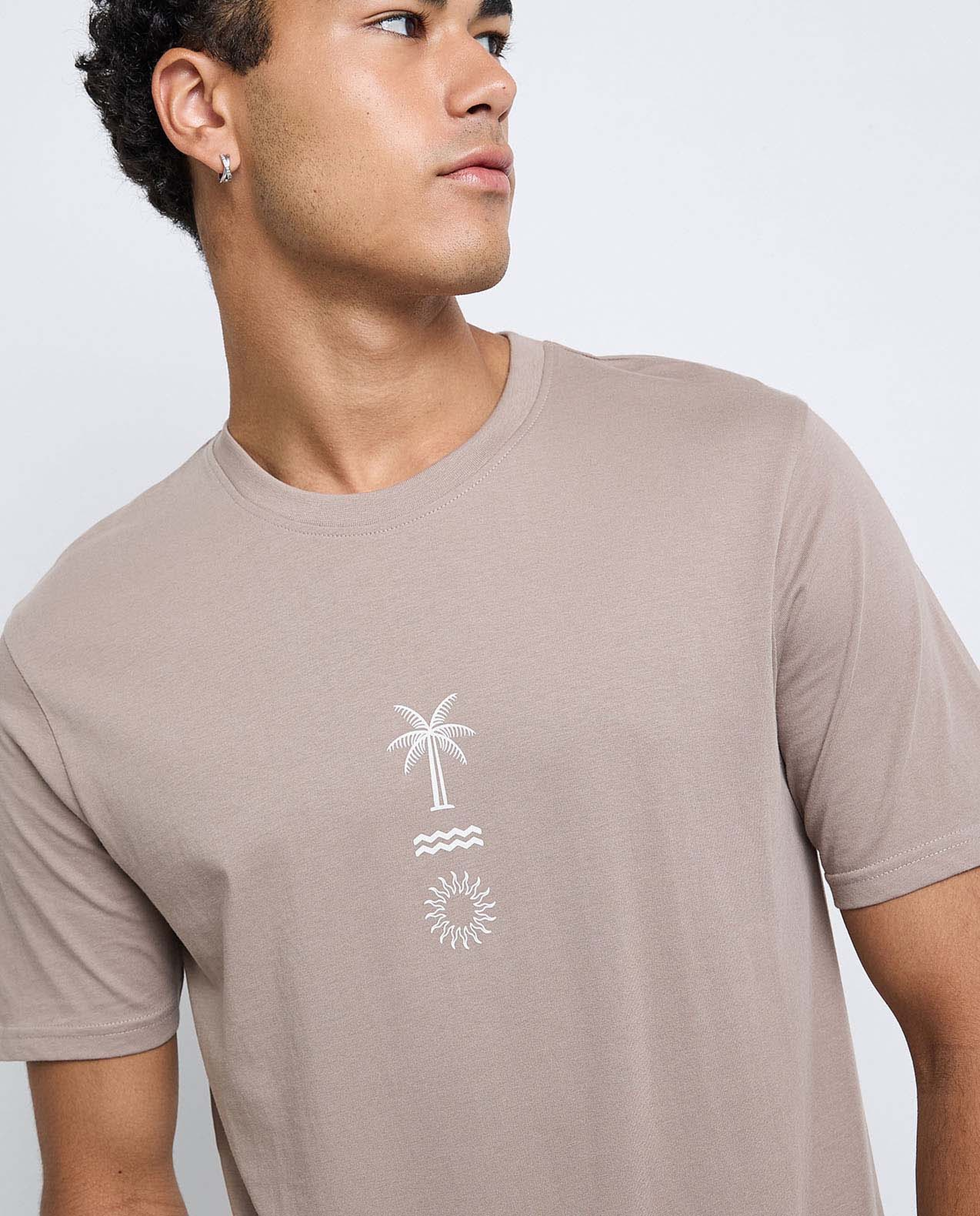 Printed T-Shirt wit Crew Neck and Short Sleeves