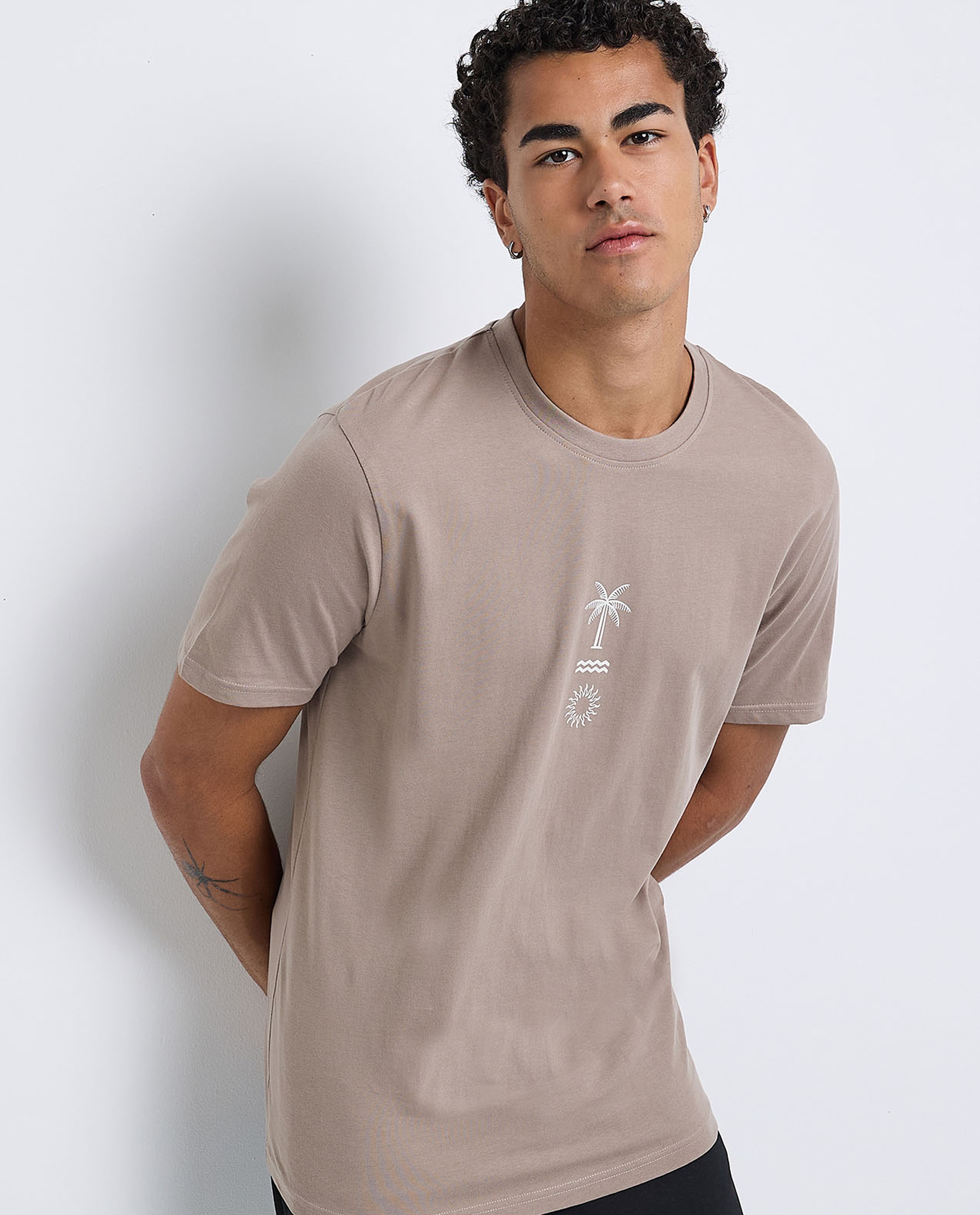 Printed T-Shirt wit Crew Neck and Short Sleeves