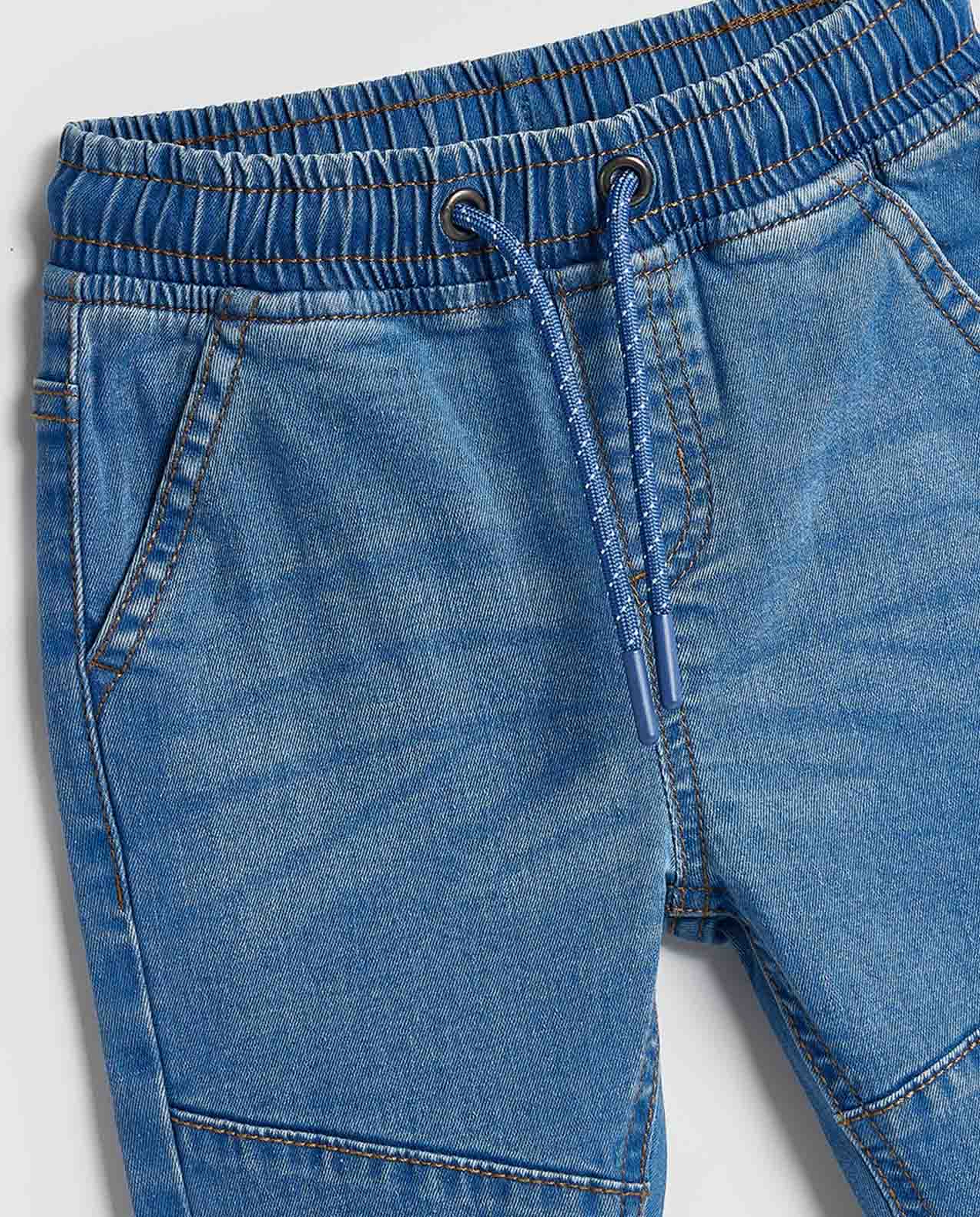 Faded Jogger Jeans with Drawstring Waist