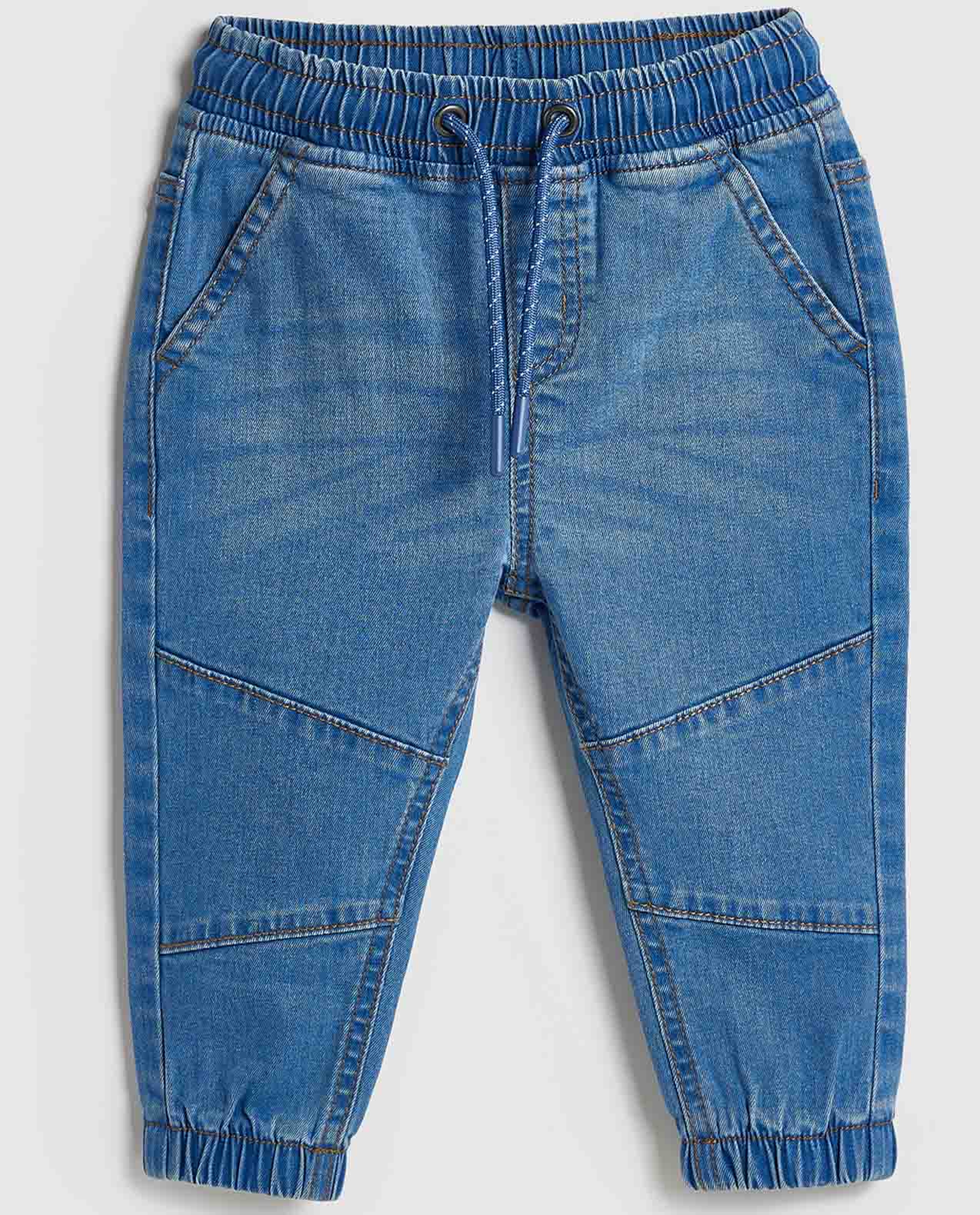 Faded Jogger Jeans with Drawstring Waist