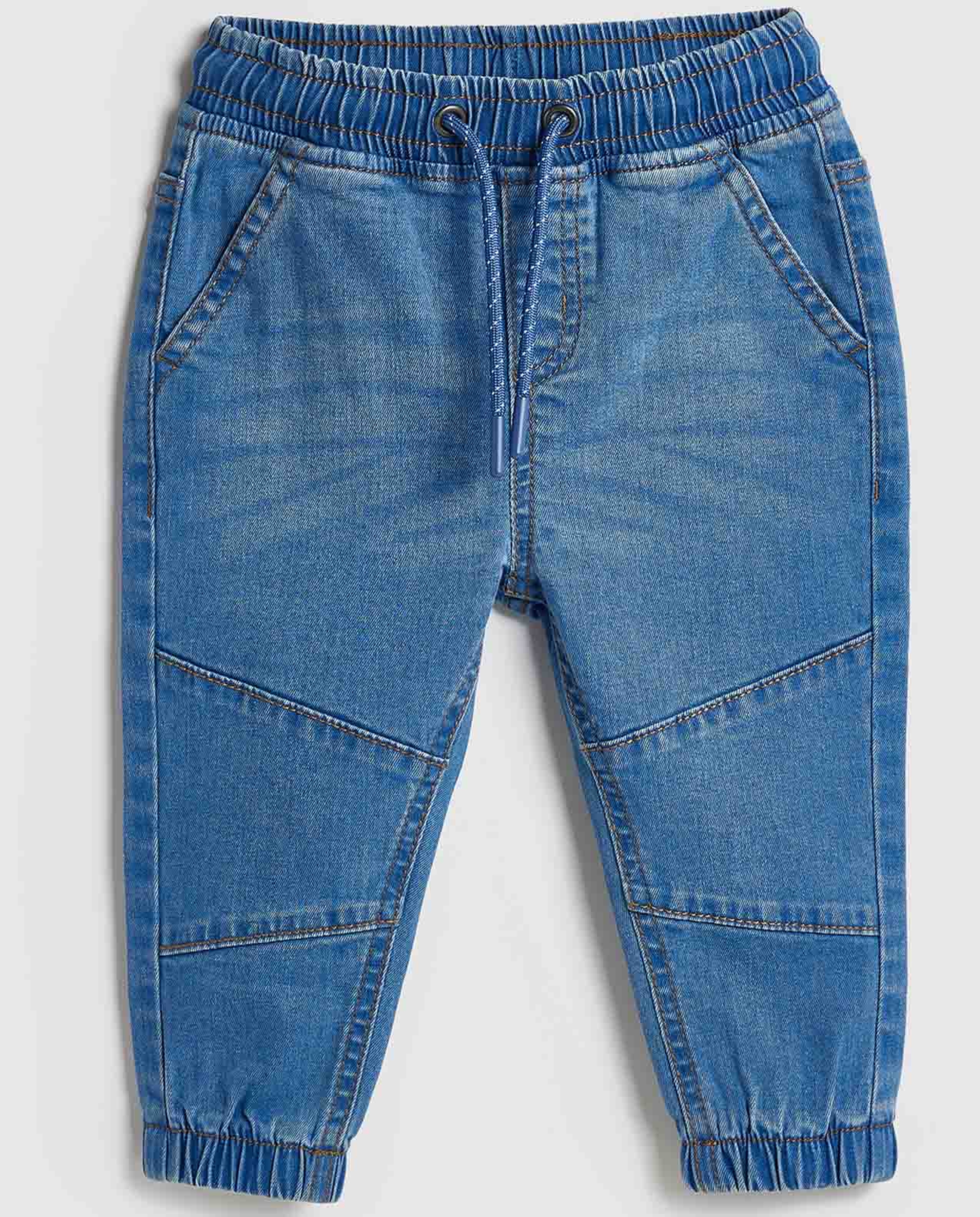 Faded Jogger Jeans with Drawstring Waist