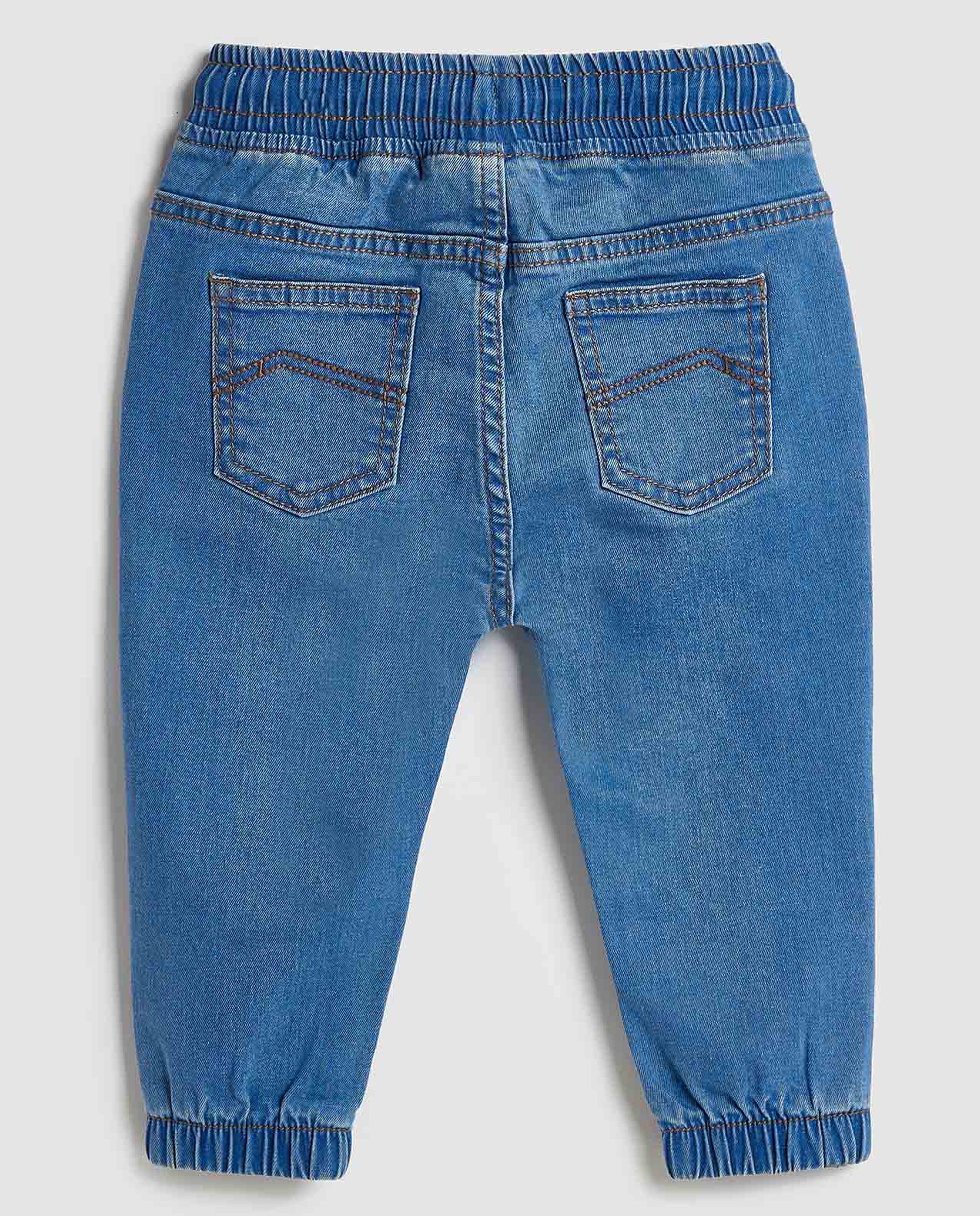 Faded Jogger Jeans with Drawstring Waist