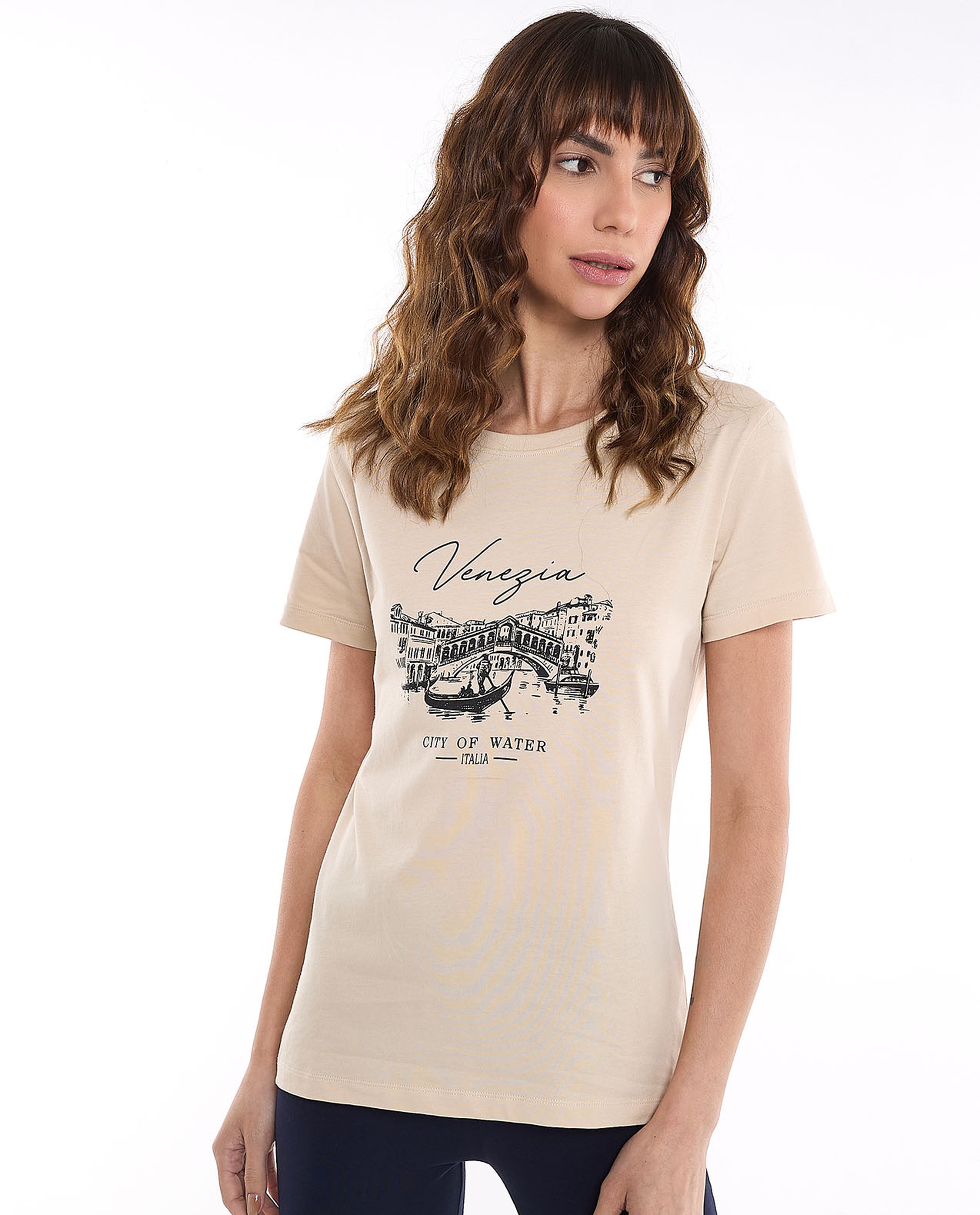 Printed T-Shirt with Crew Neck and Short Sleeves