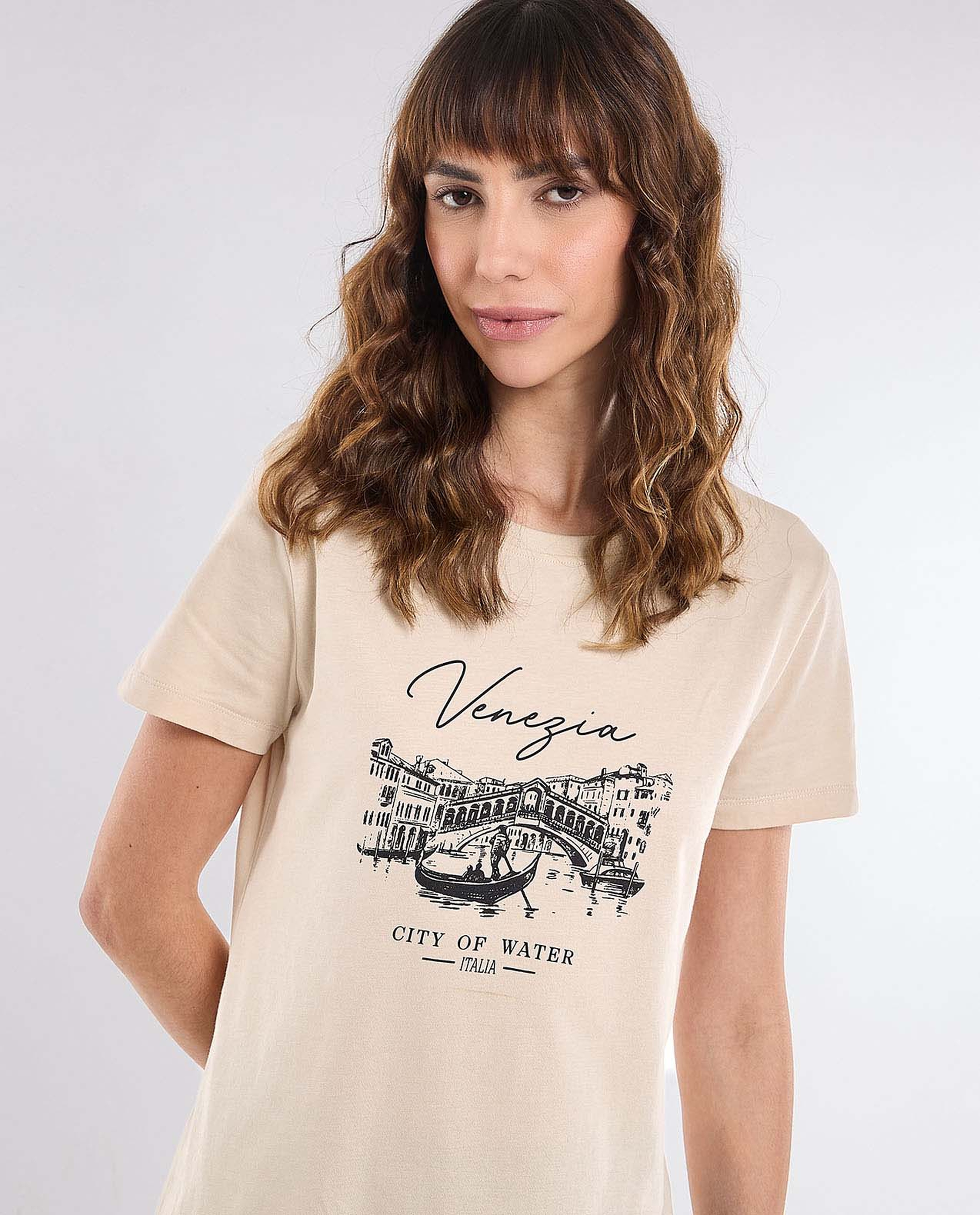 Printed T-Shirt with Crew Neck and Short Sleeves