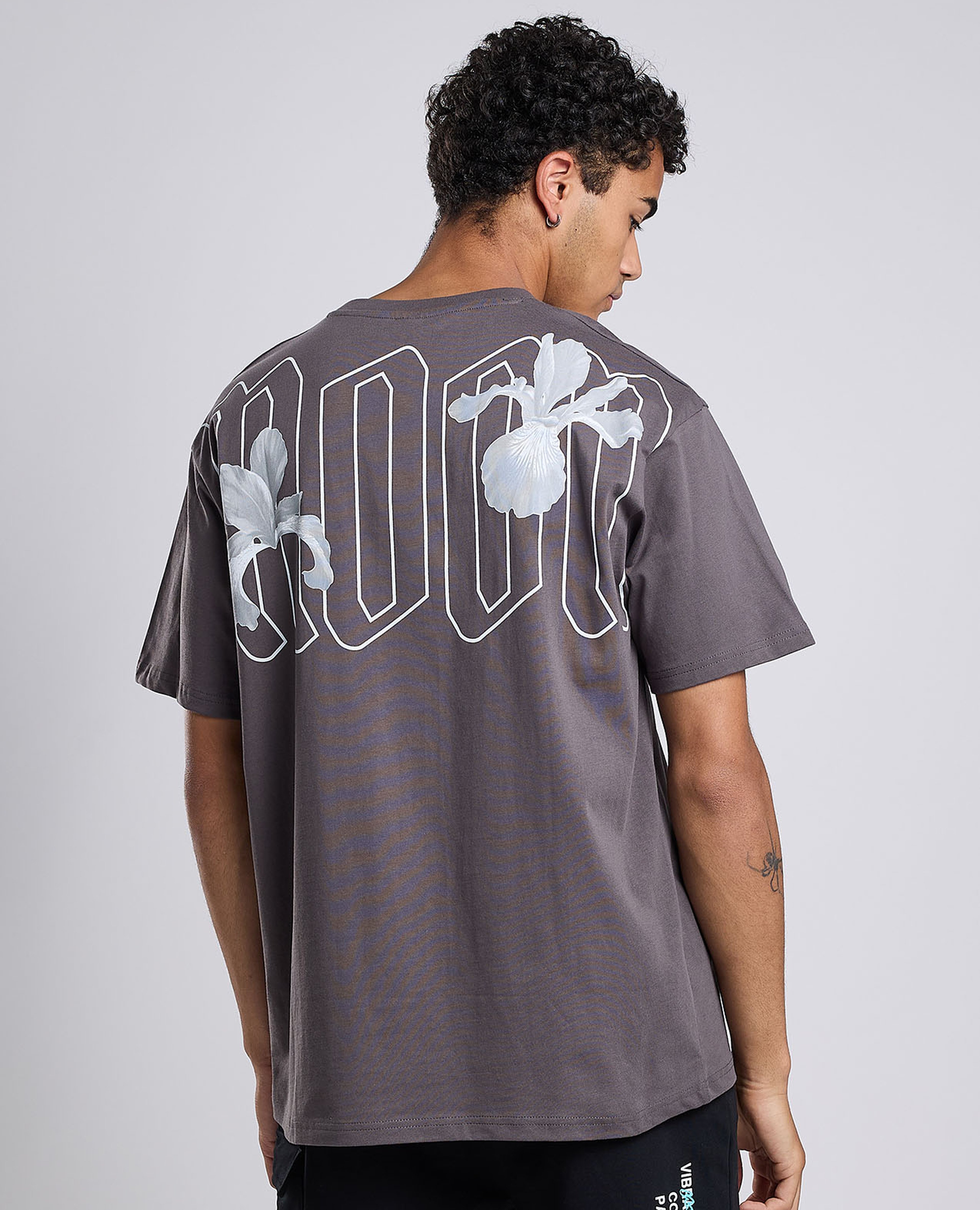 Back Printed T-Shirt with Crew Neck and Short Sleeves