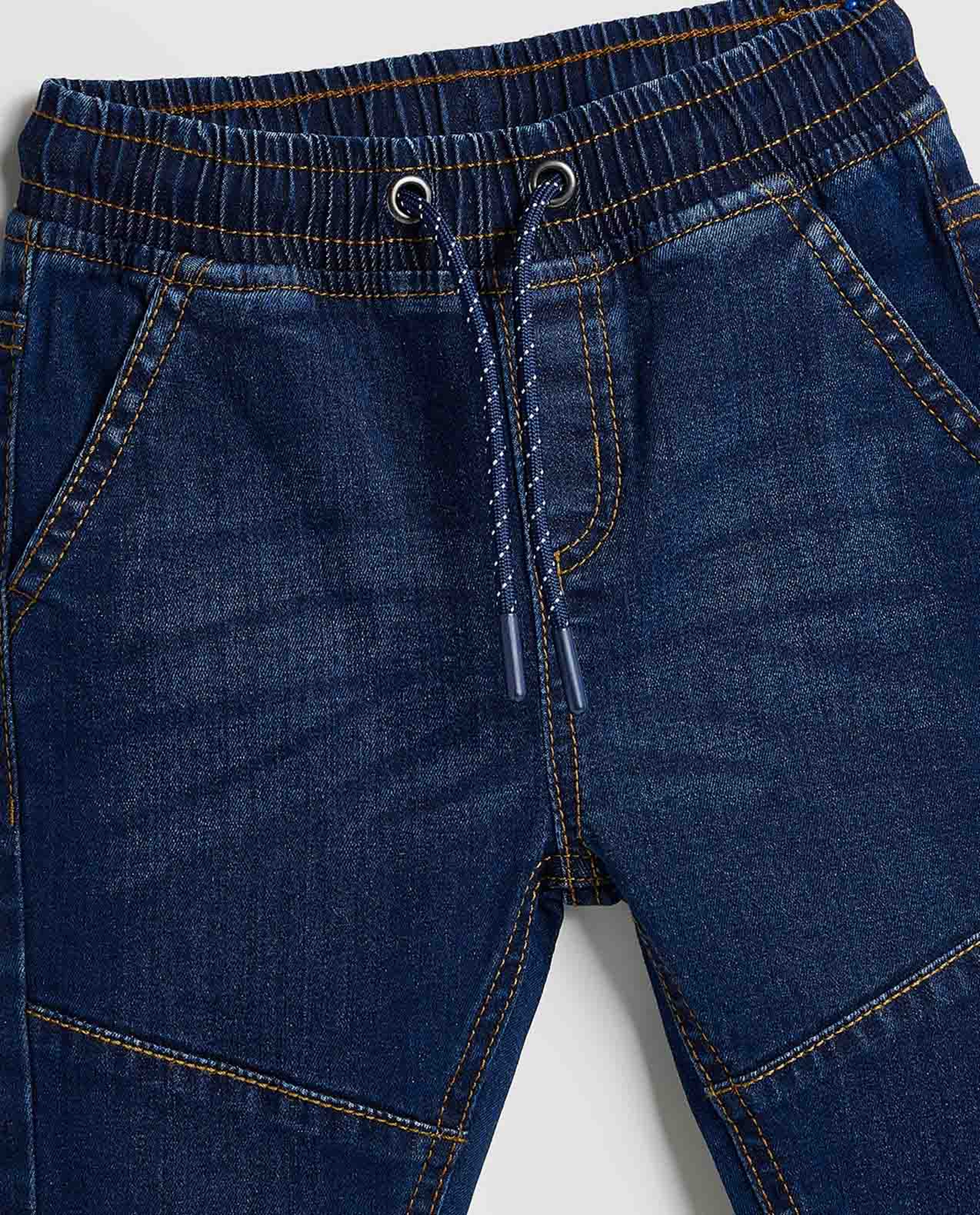 Faded Jogger Jeans with Drawstring Waist