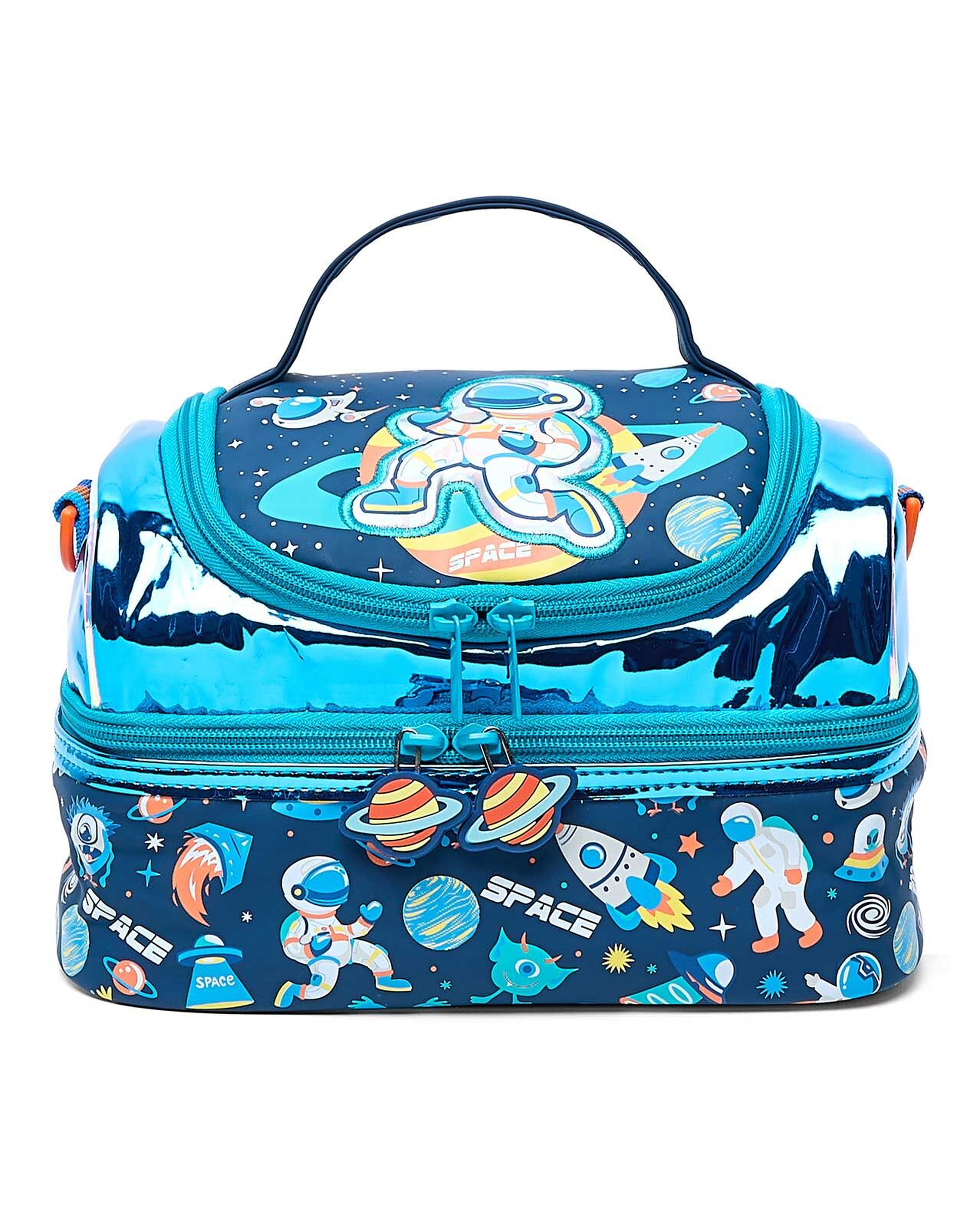 حقيبة غداء بطبقتين بطبعة