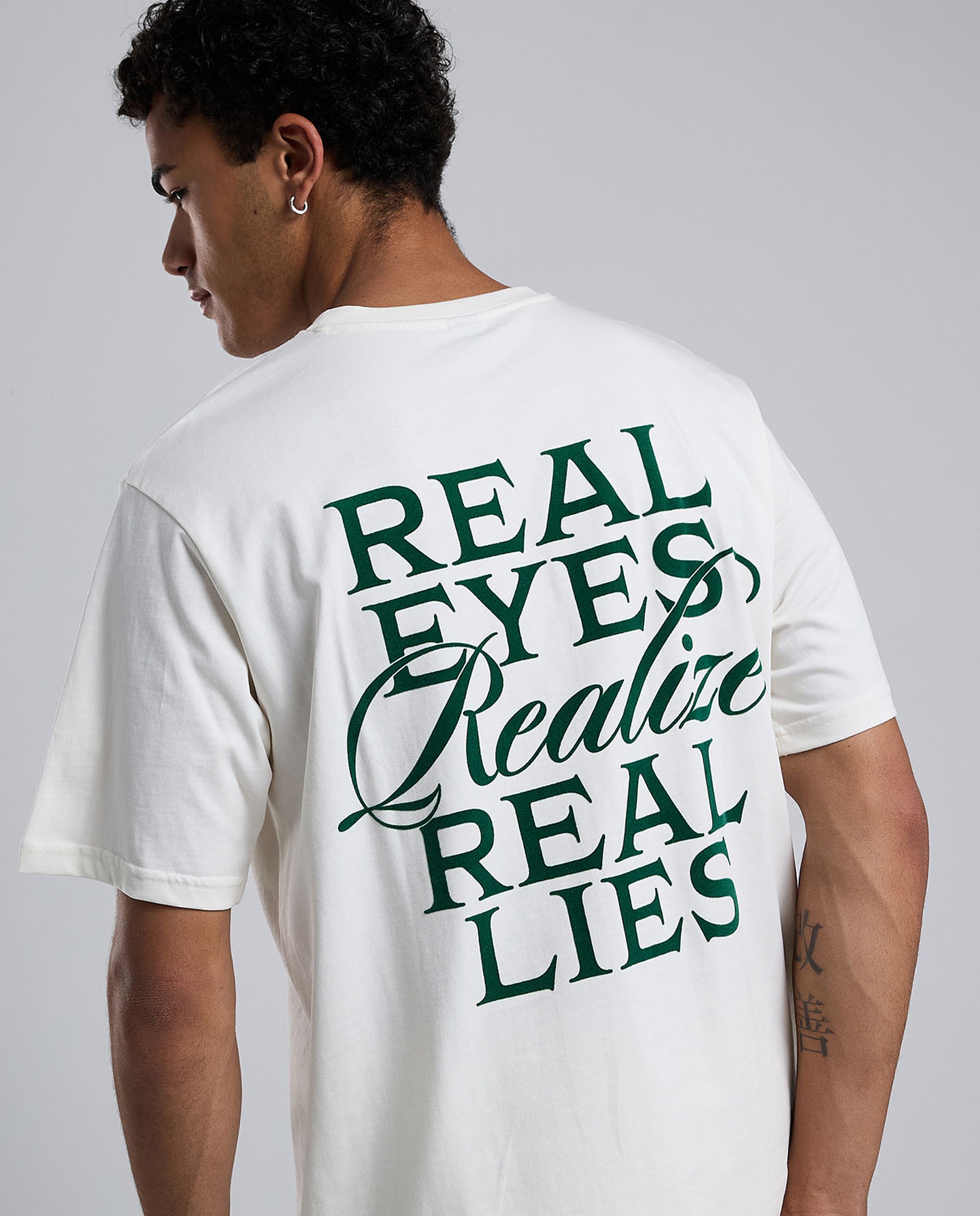 Back Printed T-Shirt with Crew Neck and Short Sleeves