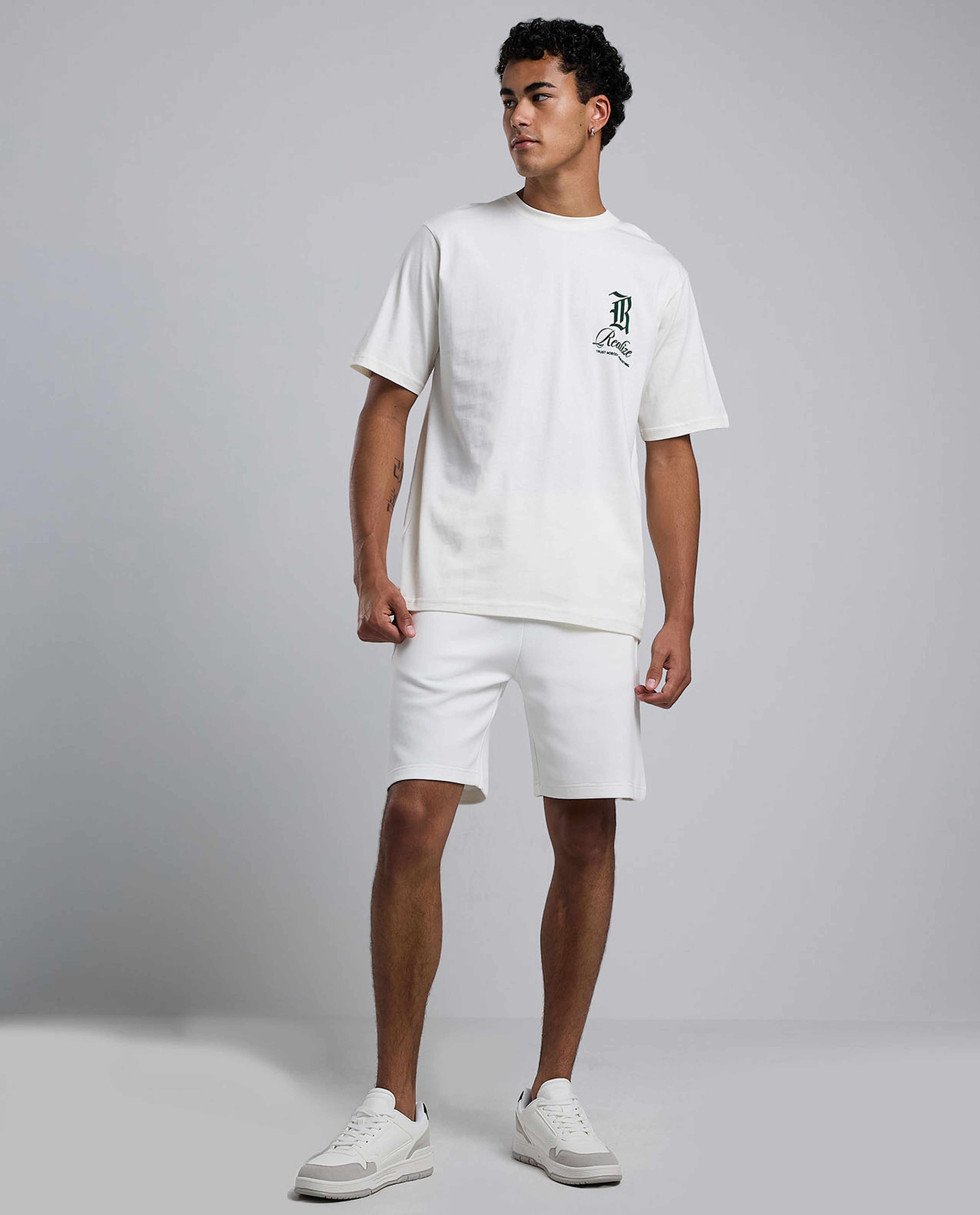 Back Printed T-Shirt with Crew Neck and Short Sleeves