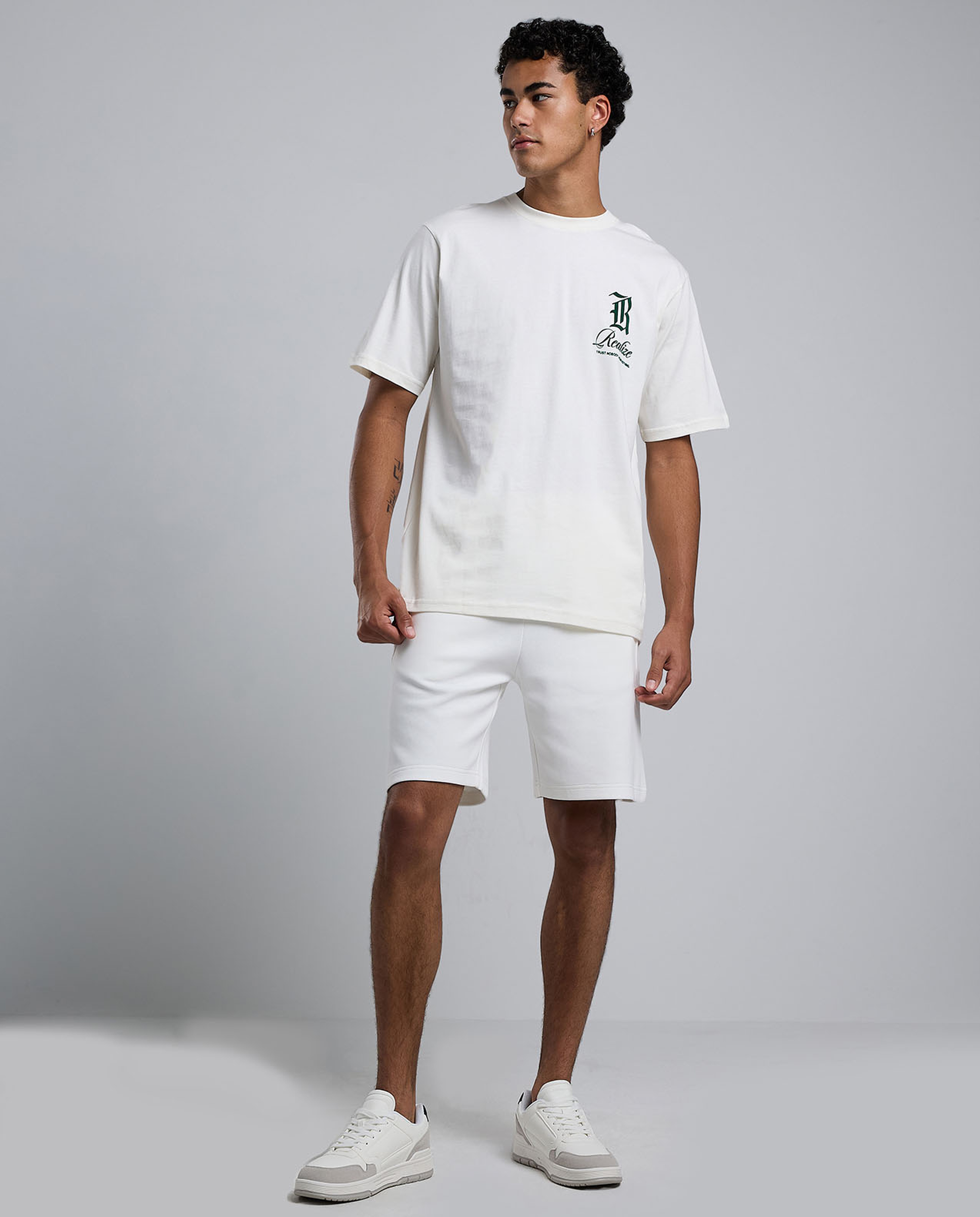 Back Printed T-Shirt with Crew Neck and Short Sleeves