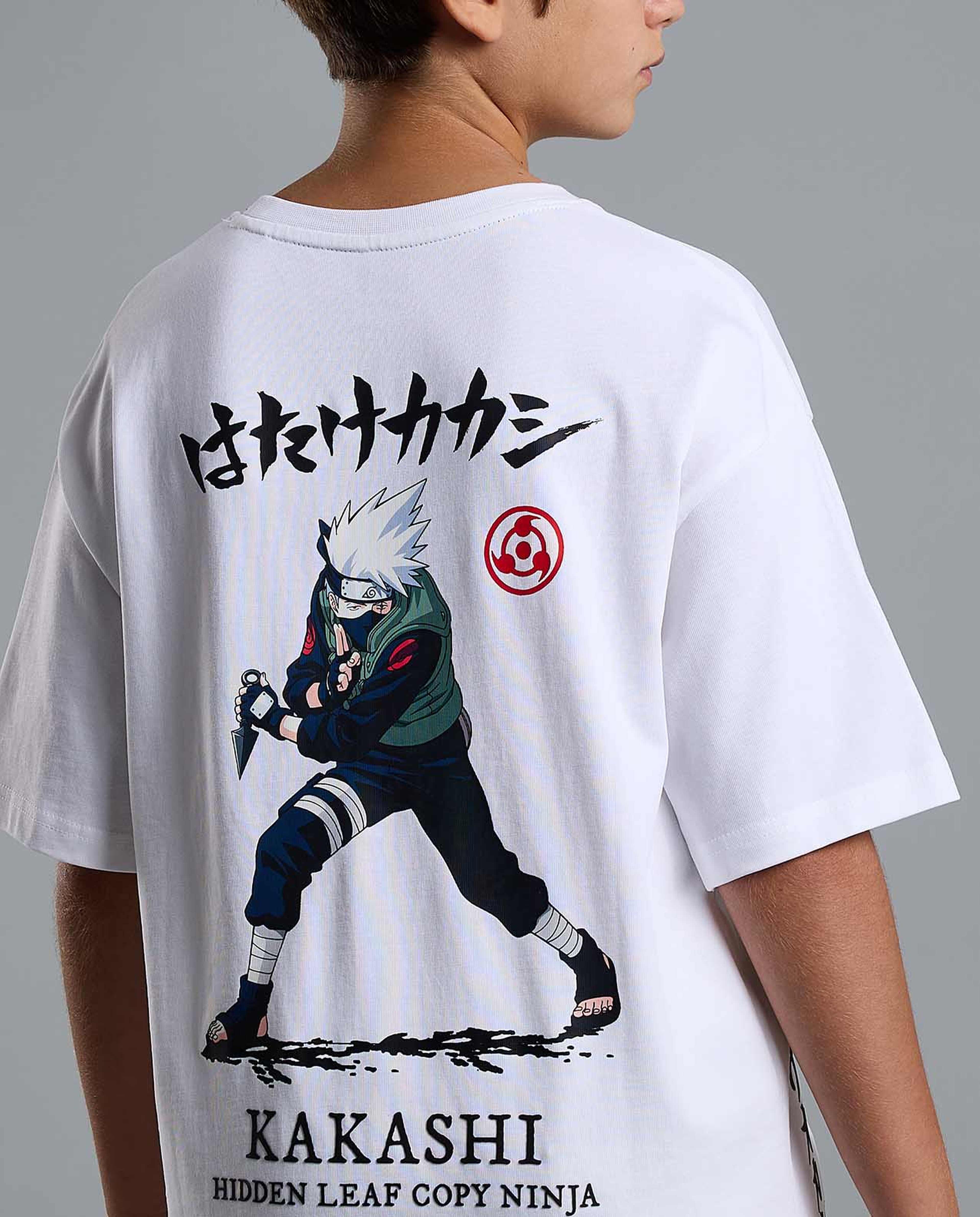 Kakashi Back Printed T-Shirt with Crew Neck and Short Sleeves