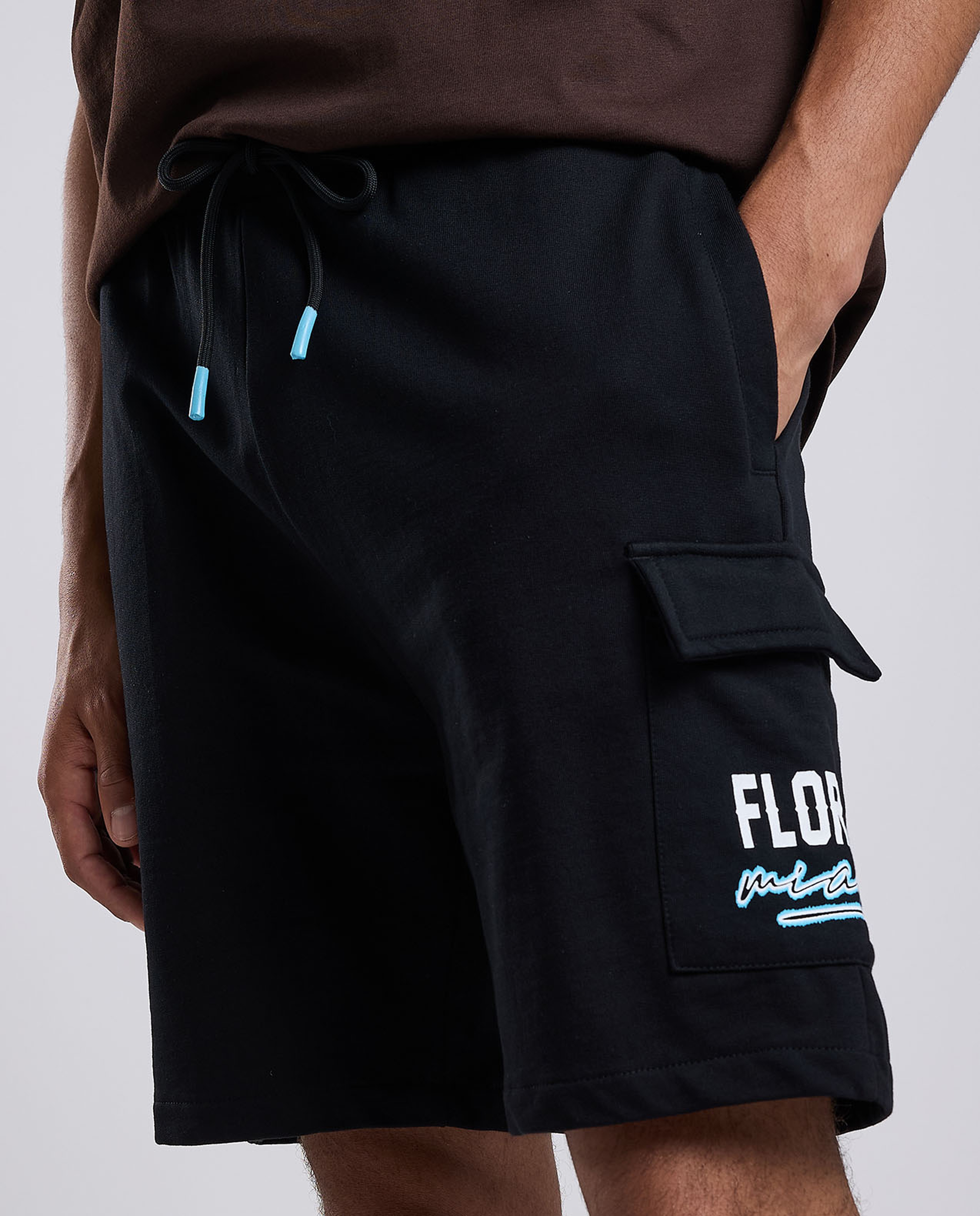 Printed Cargo Shorts with Drawstring Waist