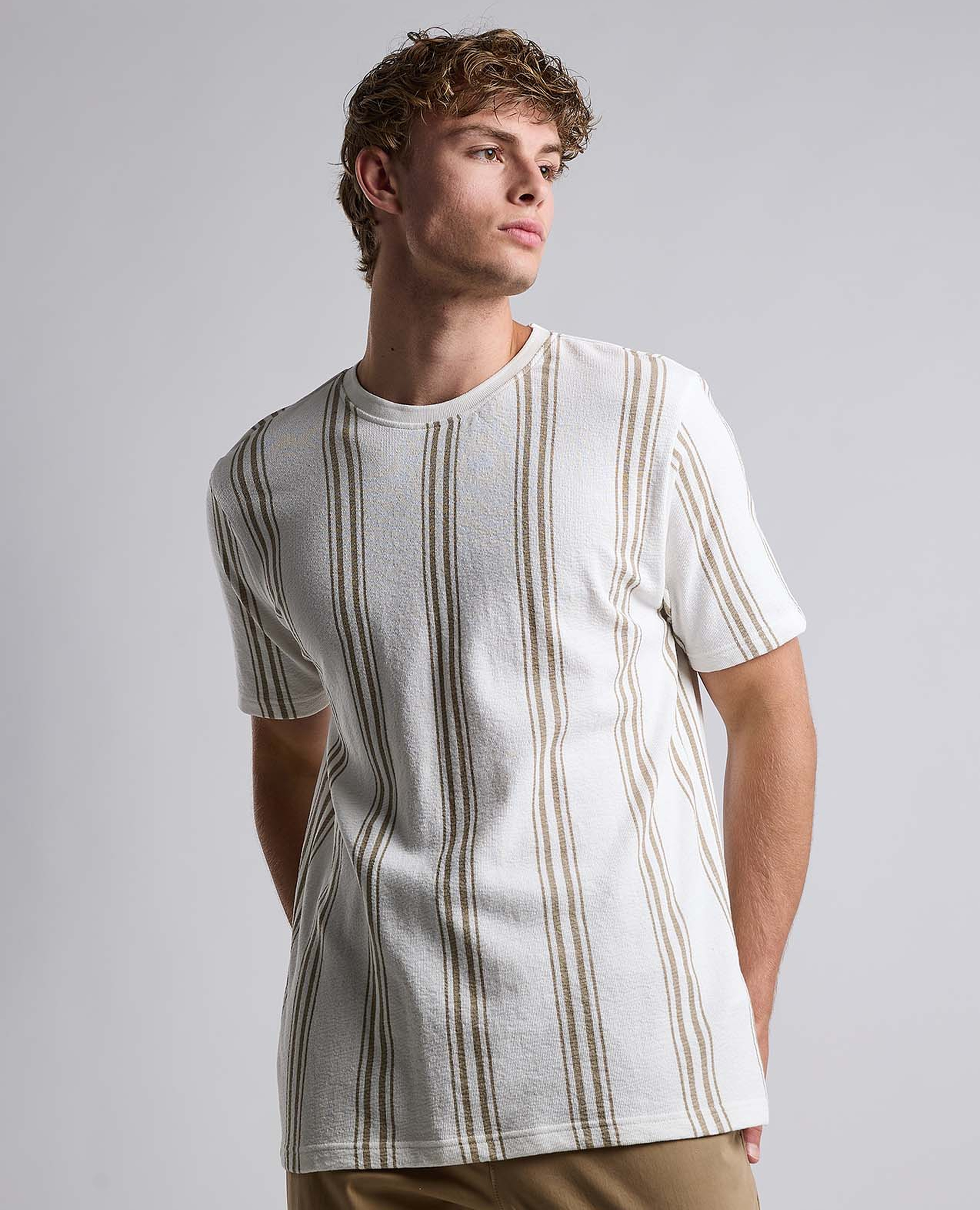 Striped T-Shirt with Crew Neck and Short Sleeves
