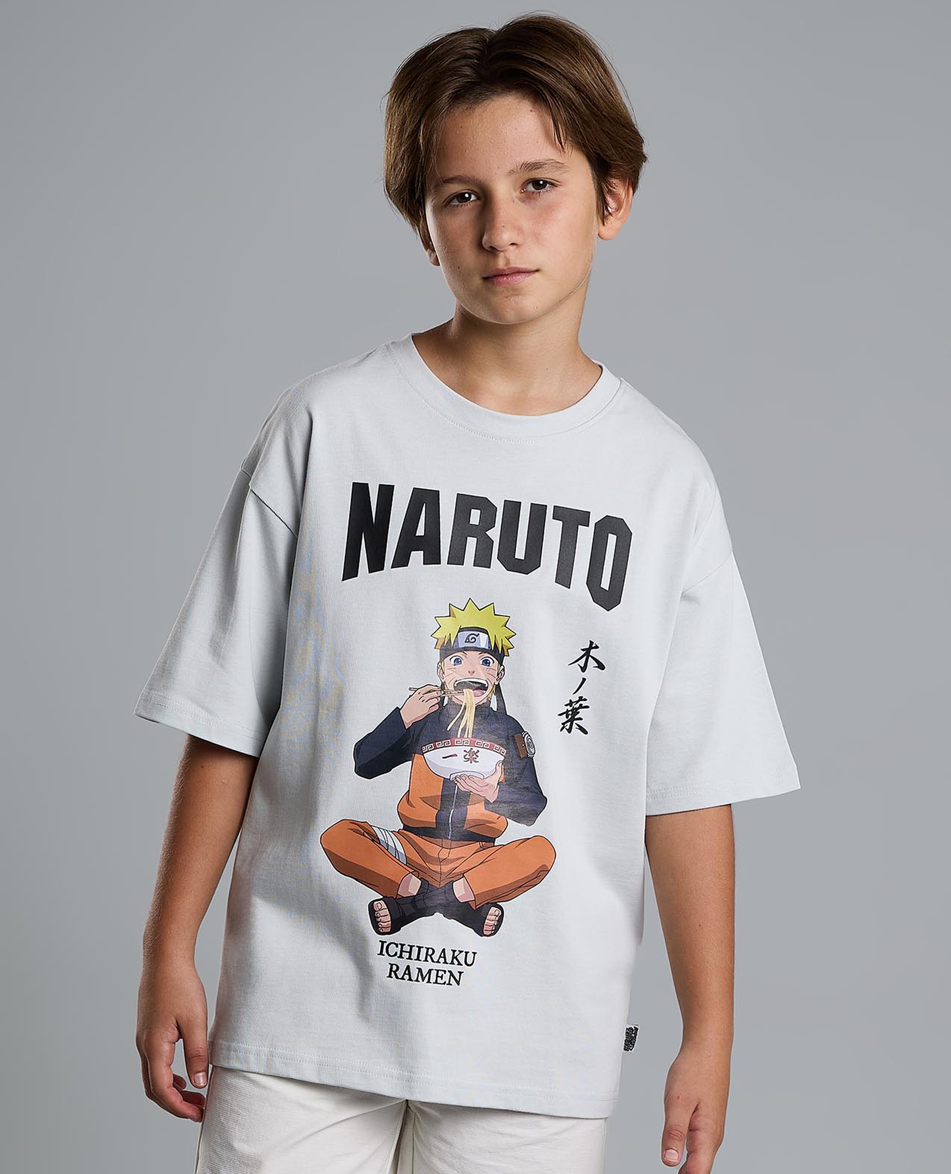 Naruto Printed T-Shirt with Crew Neck and Short Sleeves