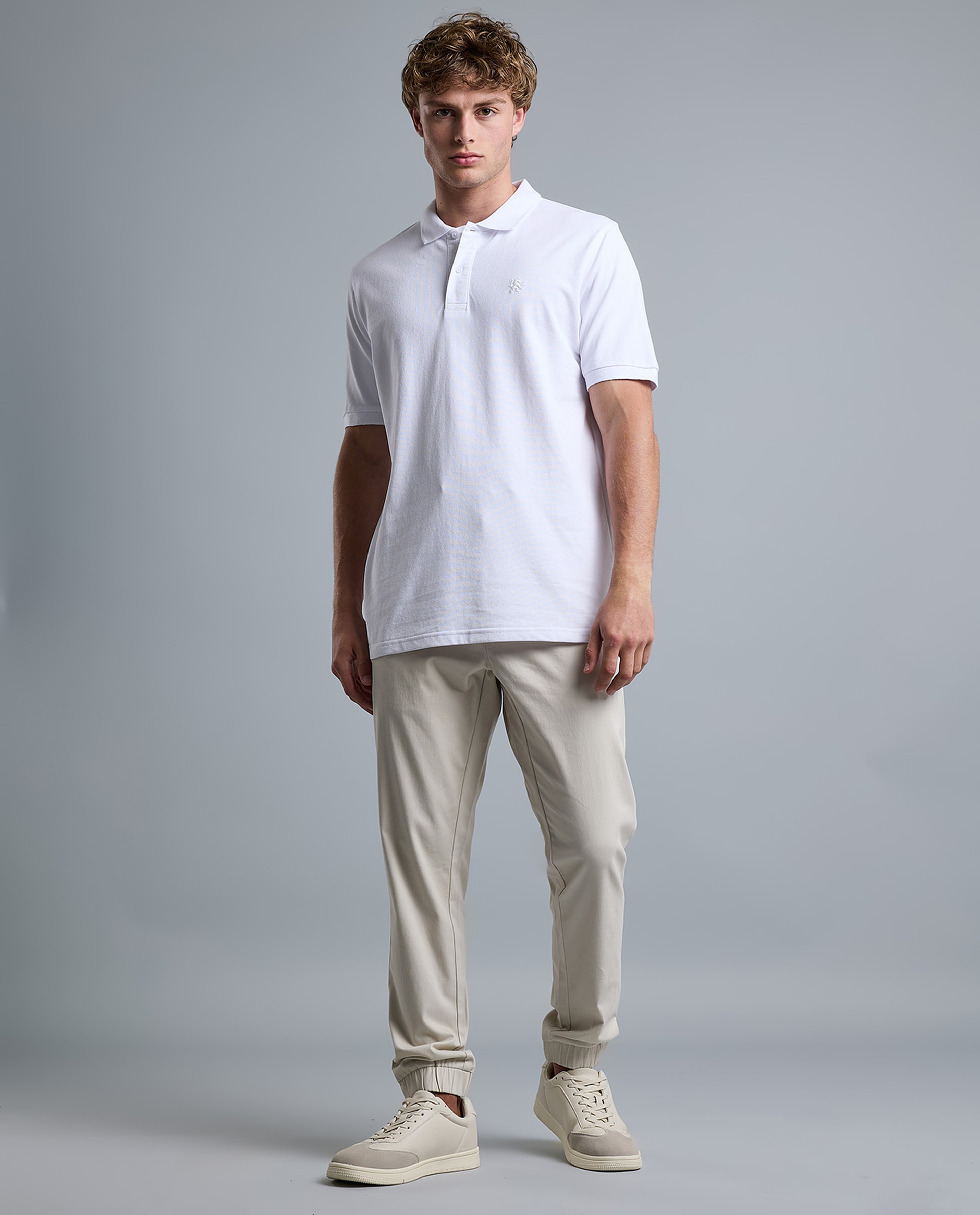 Solid Polo T-Shirt with Shirt Collar and Short Sleeves