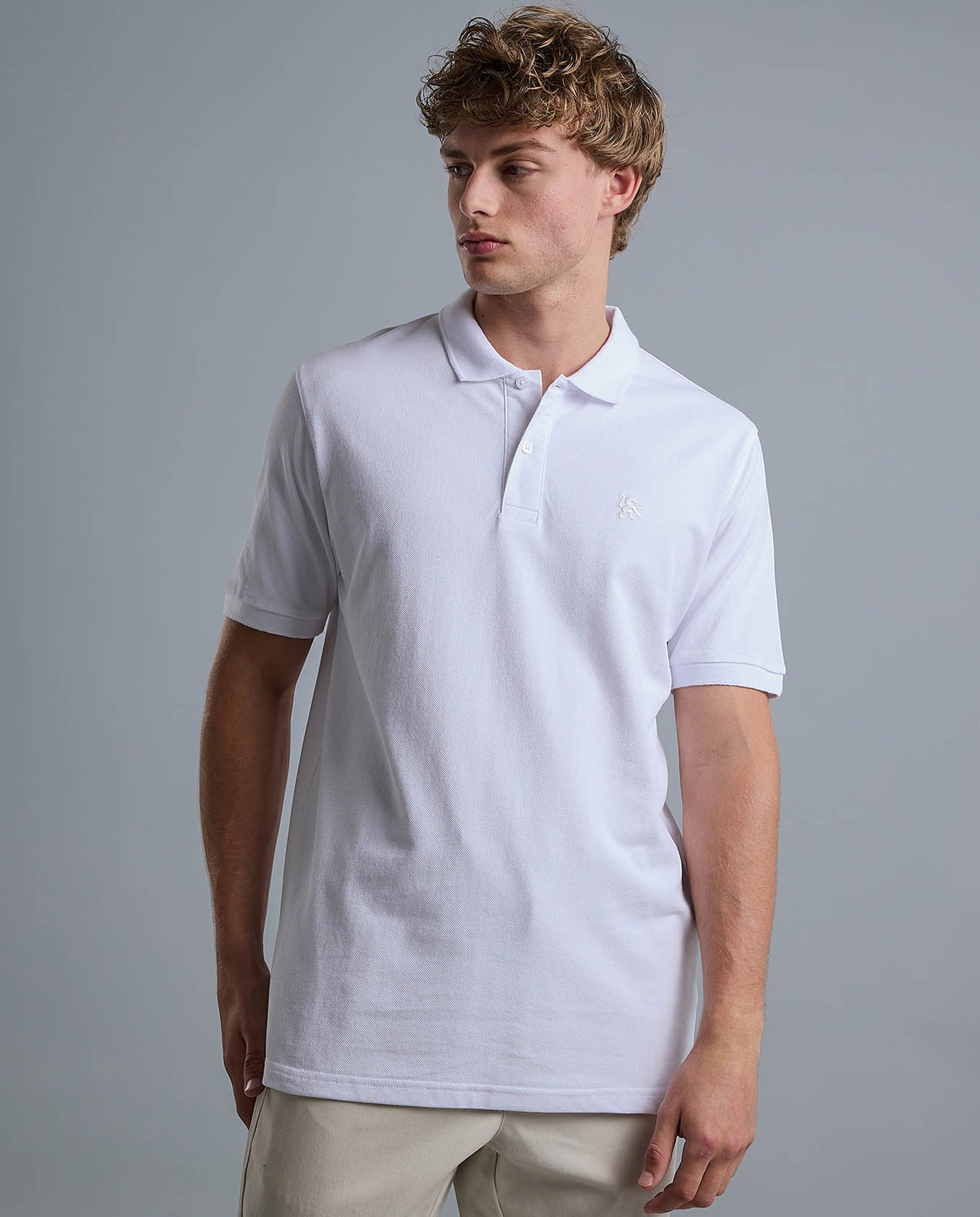 Solid Polo T-Shirt with Shirt Collar and Short Sleeves