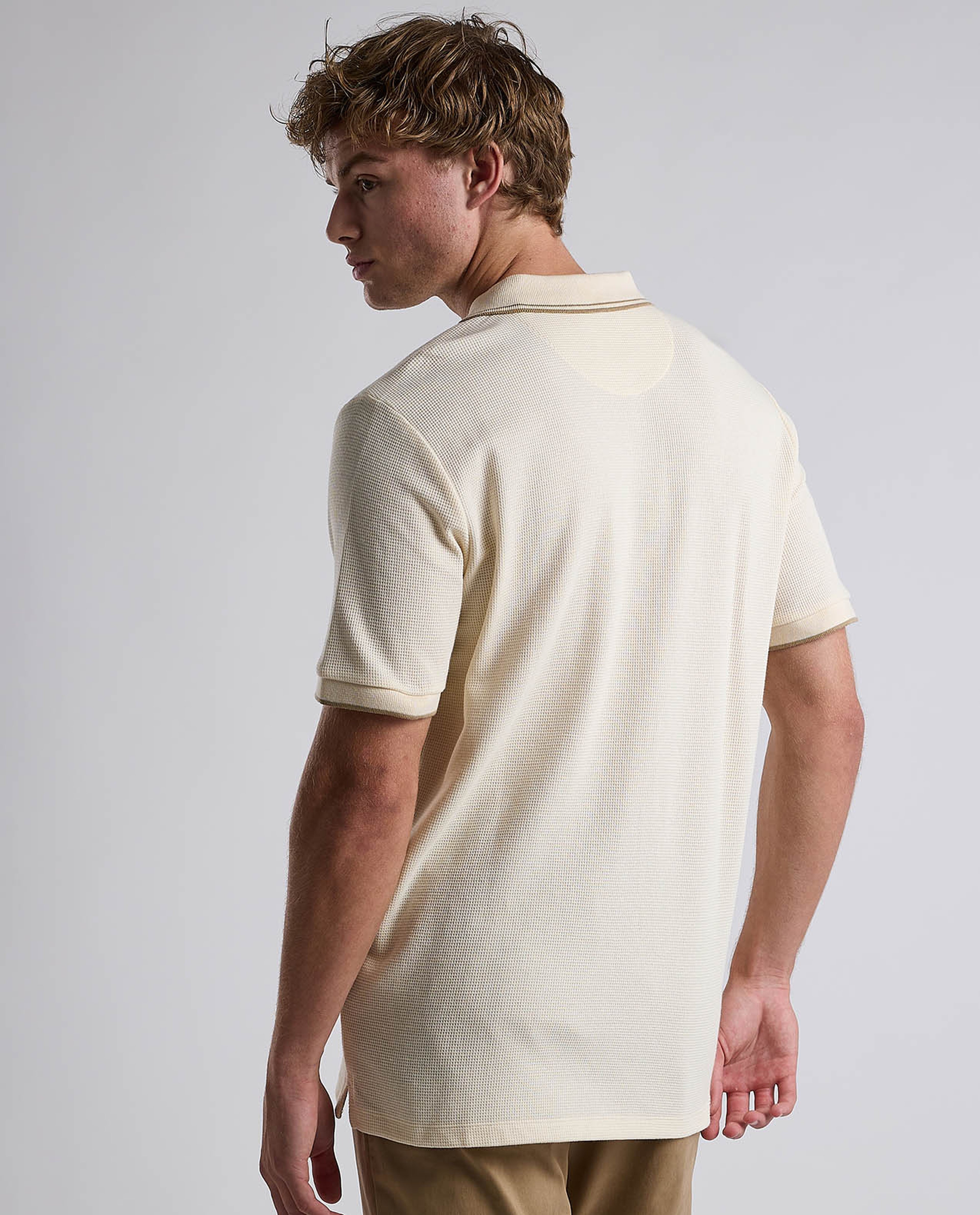 Contrast Trim Polo T-Shirt with Shirt Collar and Short Sleeves