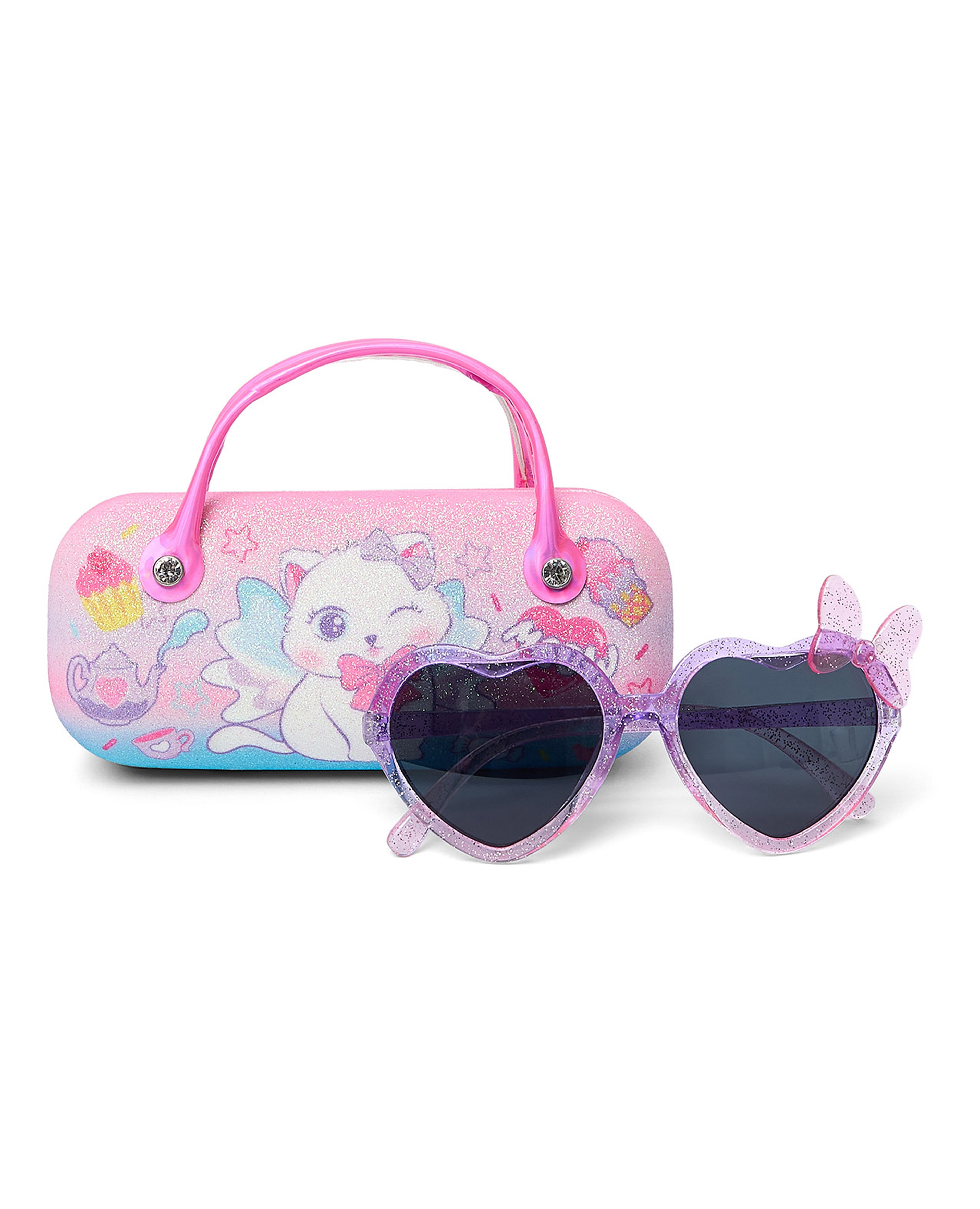 Appliqued Retro Sunglasses with Case