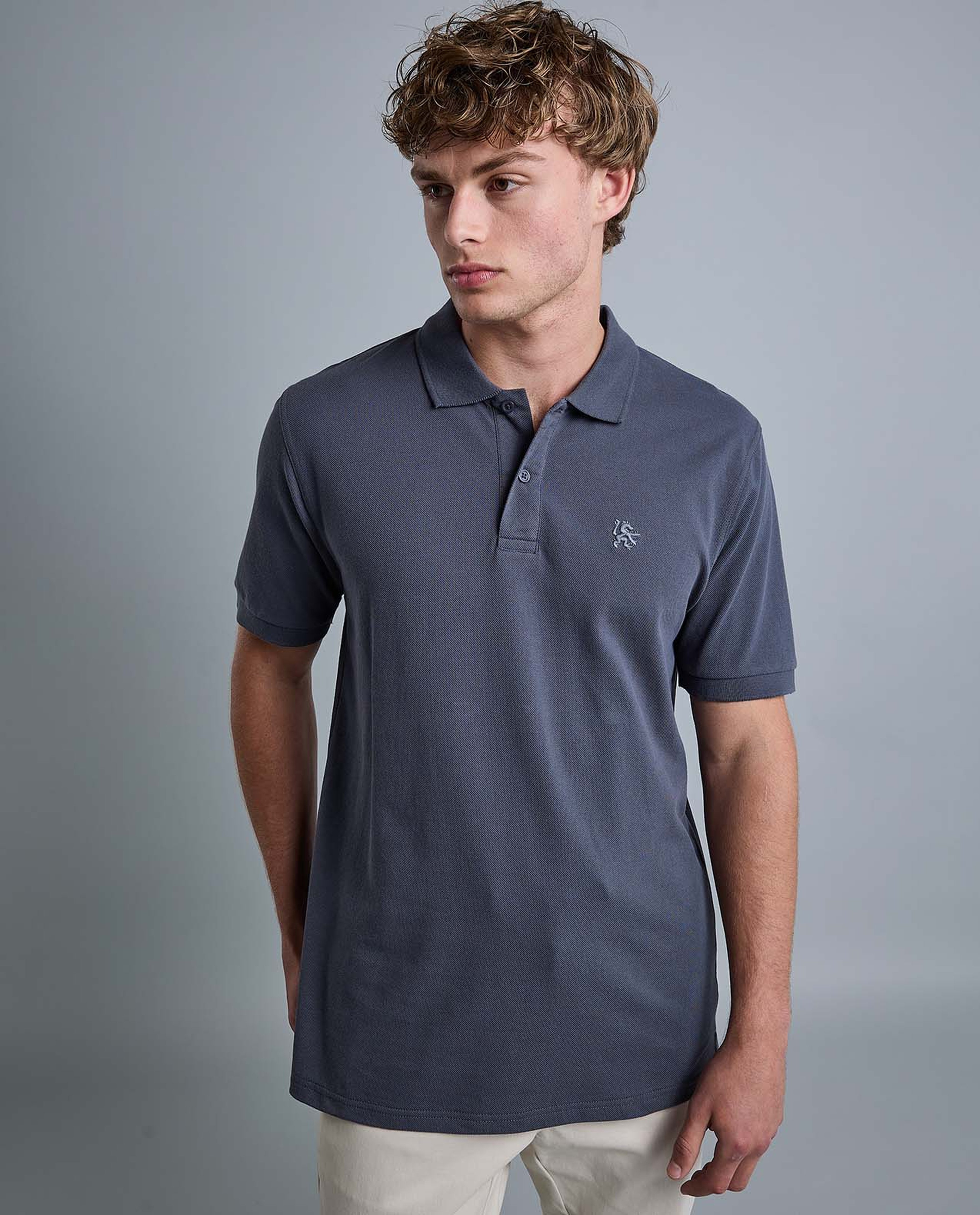 Solid Polo T-Shirt with Shirt Collar and Short Sleeves