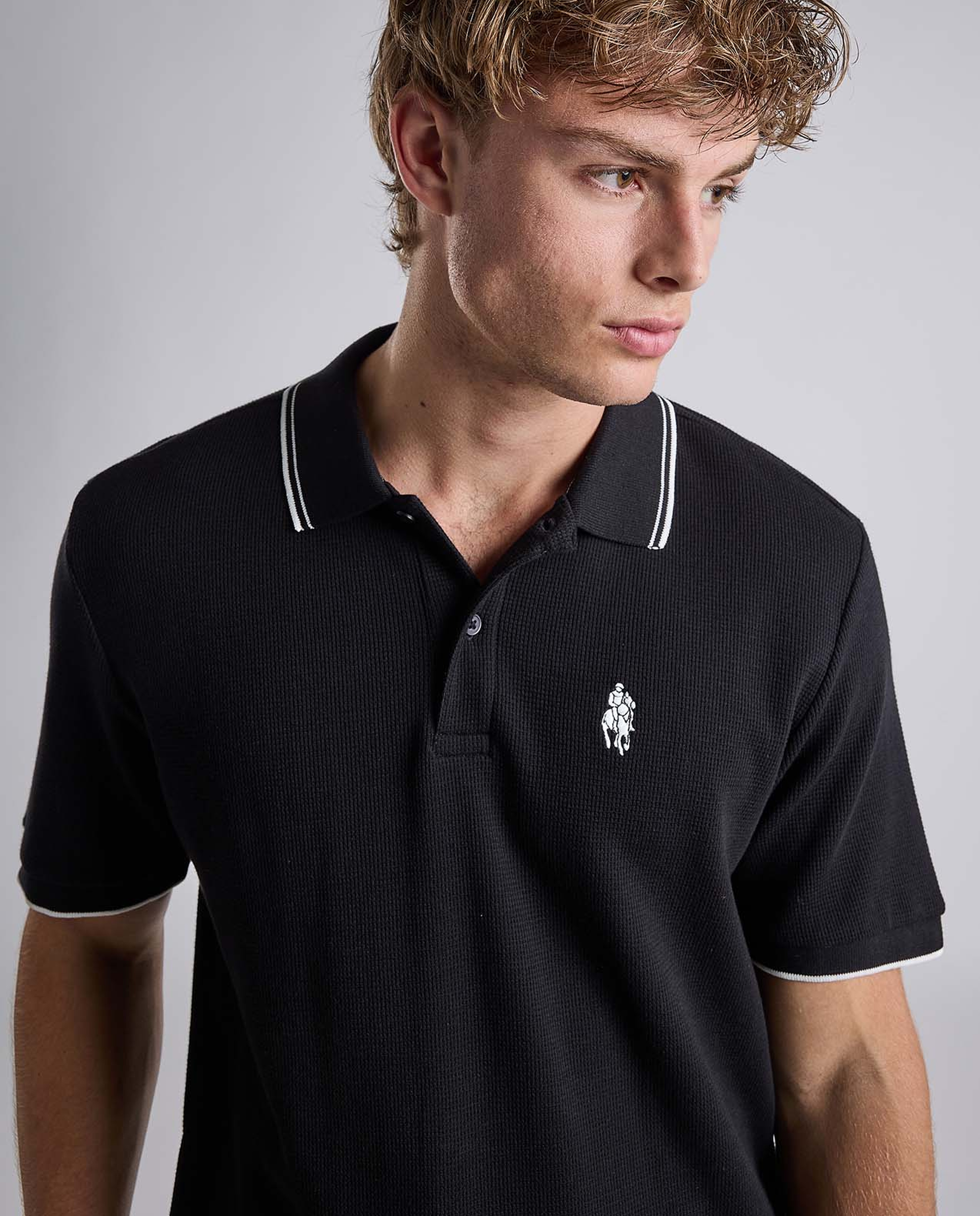 Contrast Trim Polo T-Shirt with Shirt Collar and Short Sleeves