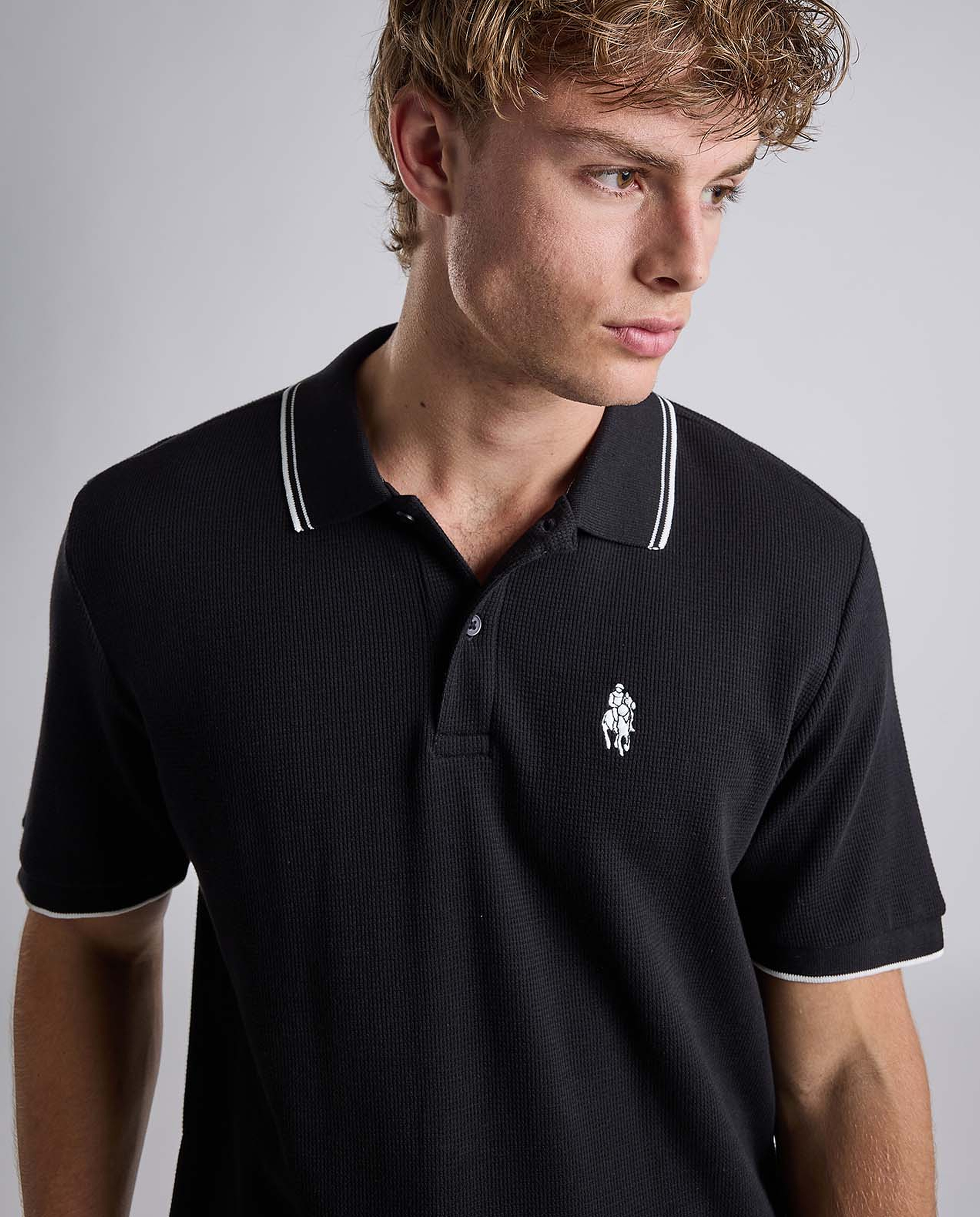 Contrast Trim Polo T-Shirt with Shirt Collar and Short Sleeves