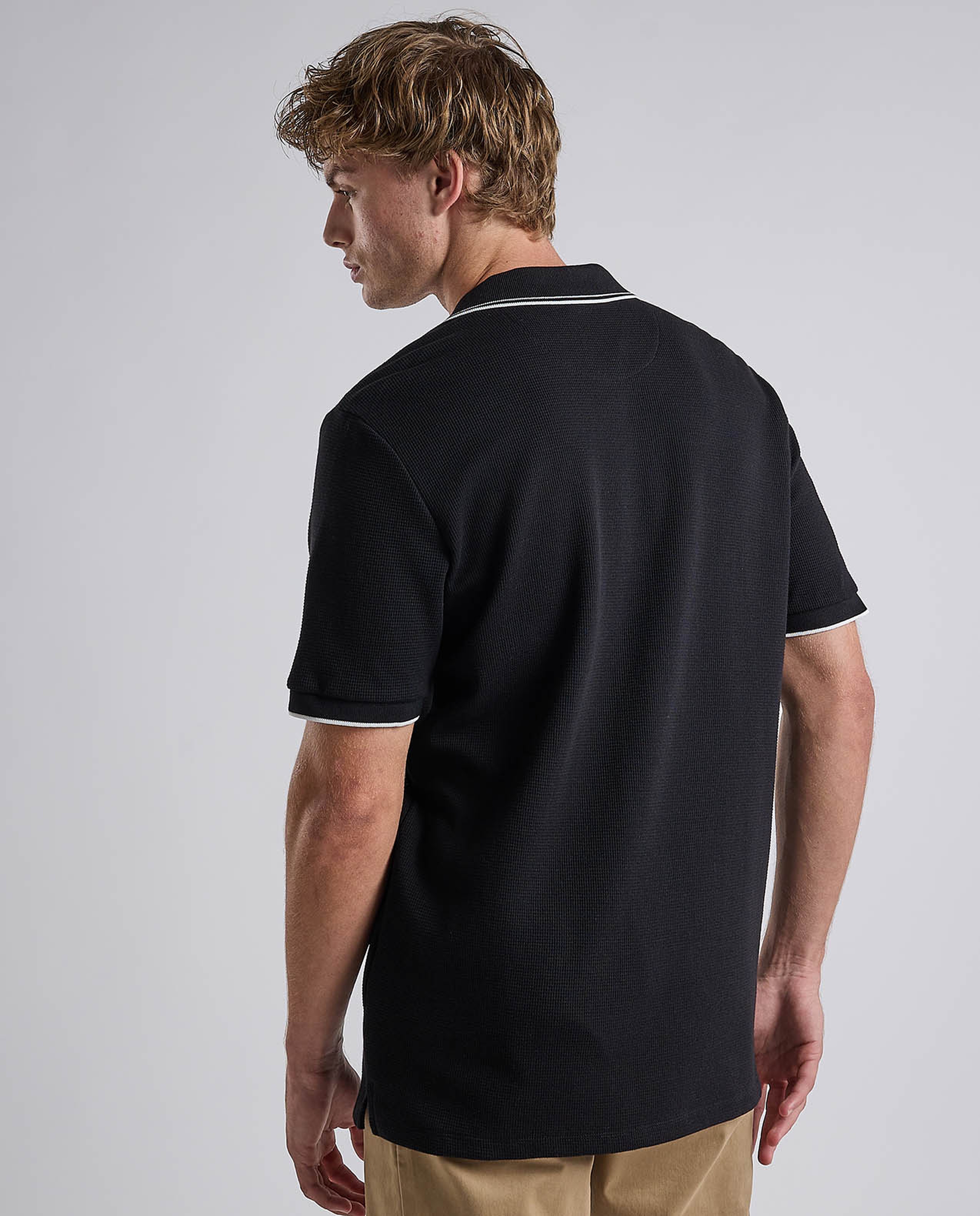 Contrast Trim Polo T-Shirt with Shirt Collar and Short Sleeves