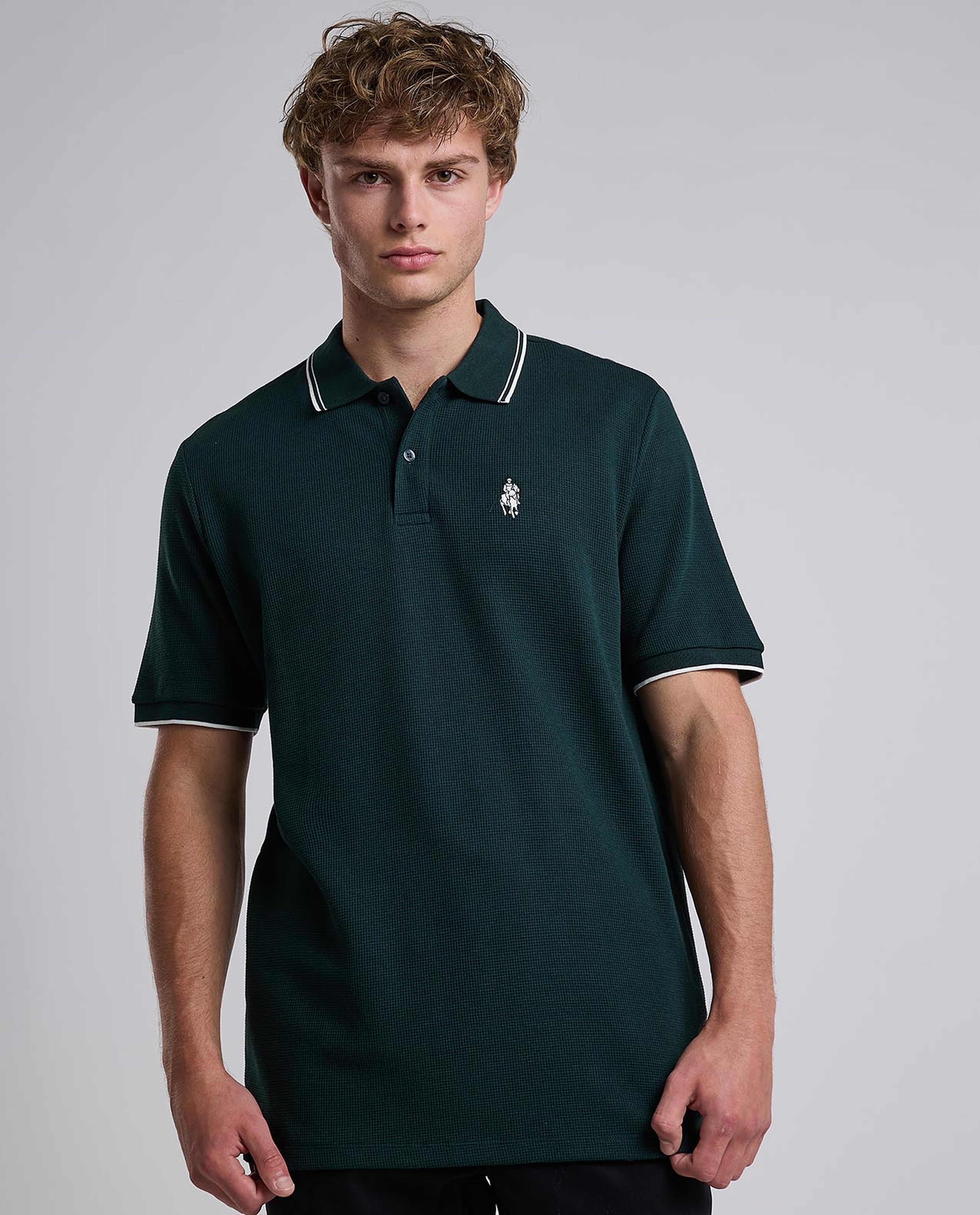 Contrast Trim Polo T-Shirt with Shirt Collar and Short Sleeves