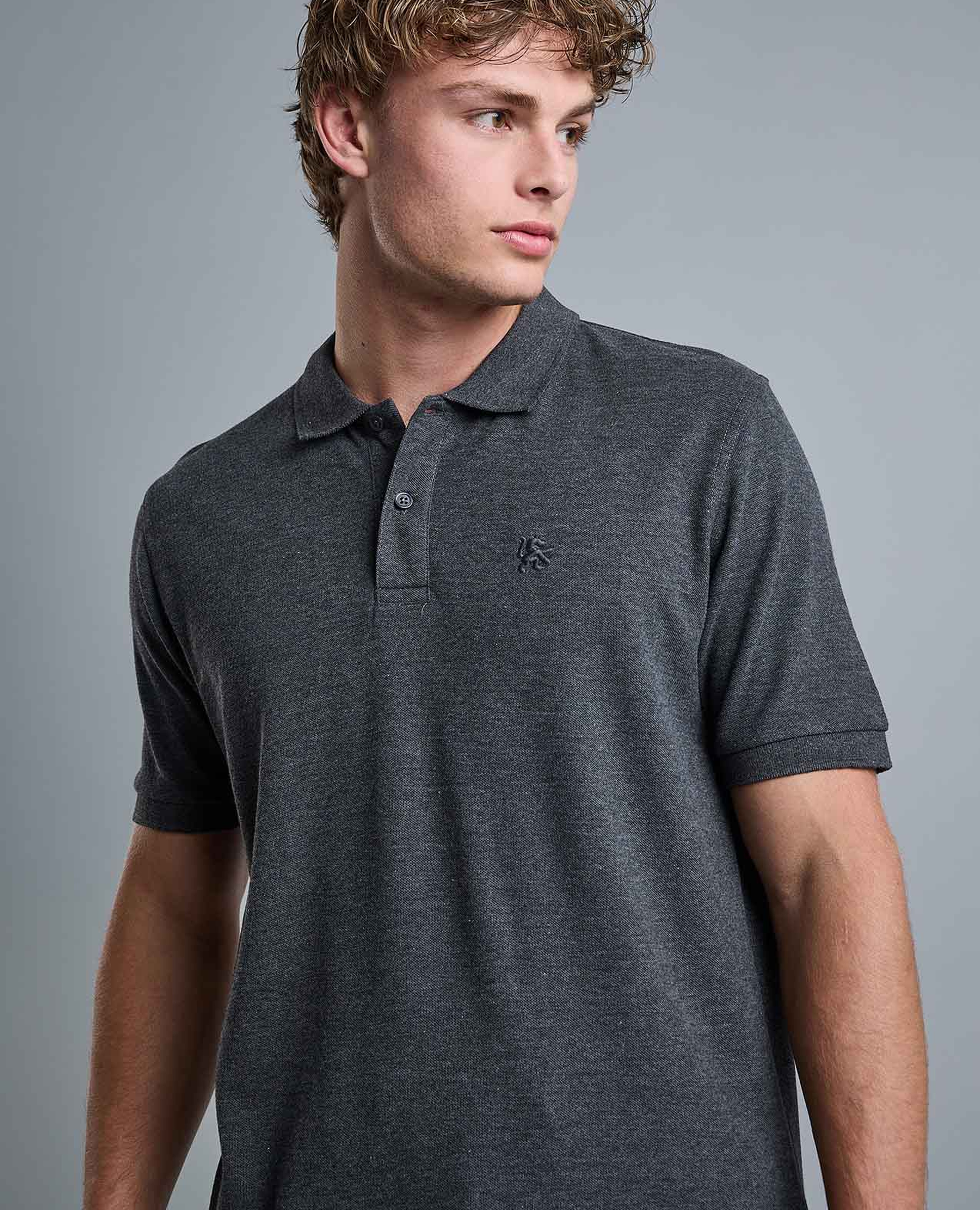 Solid Polo T-Shirt with Shirt Collar and Short Sleeves