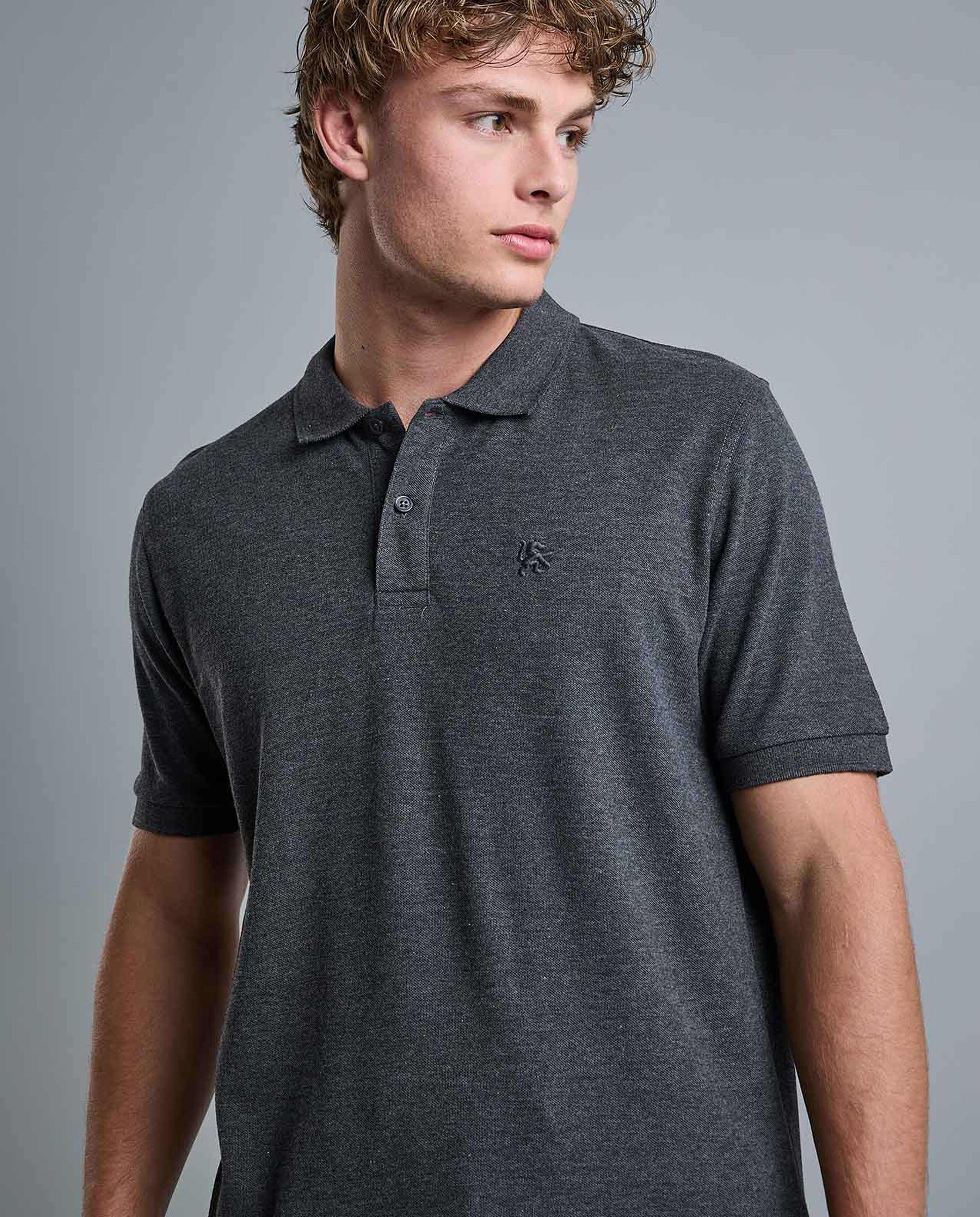 Solid Polo T-Shirt with Shirt Collar and Short Sleeves