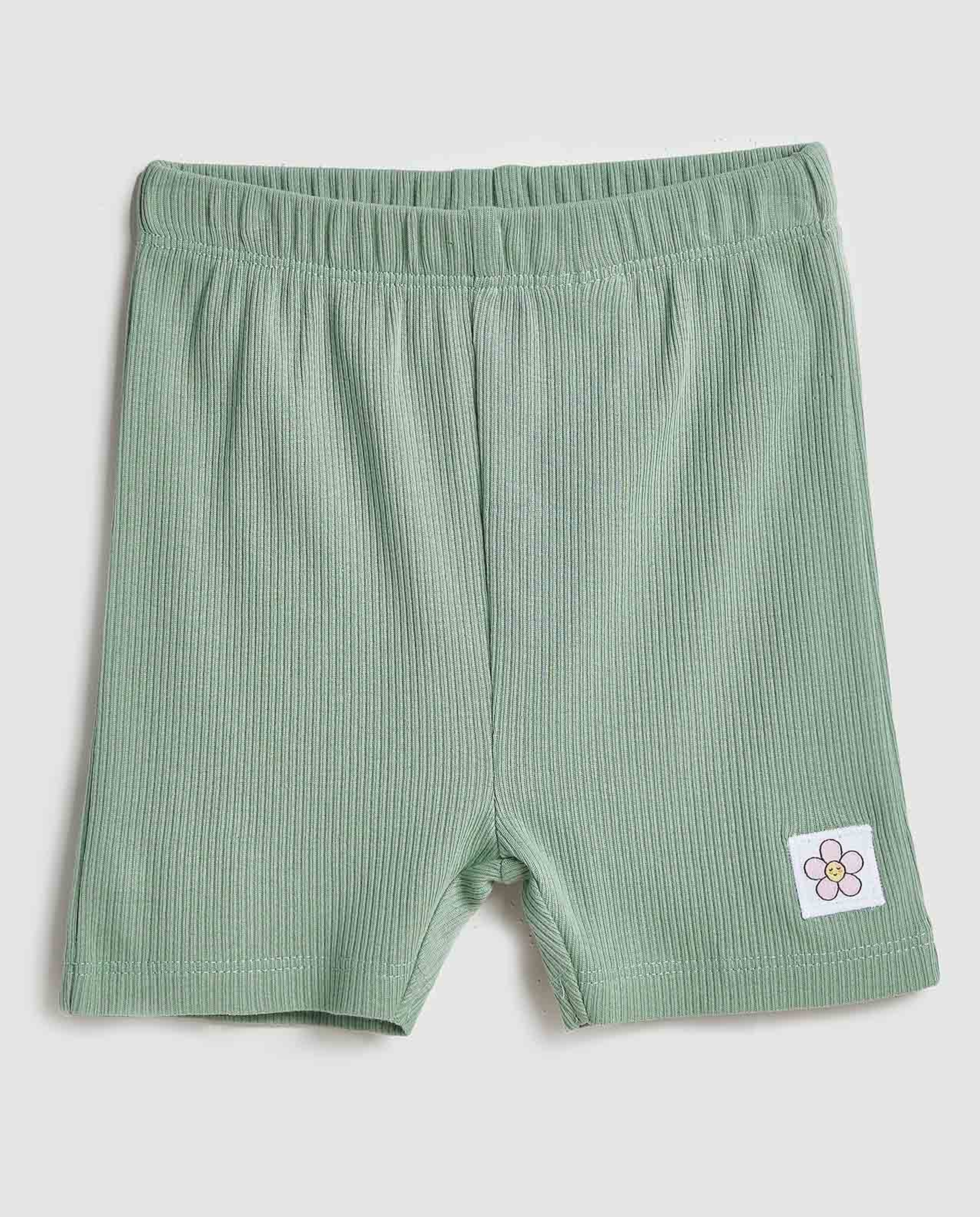 2 Piece Ribbed Shorts with Elastic Waist