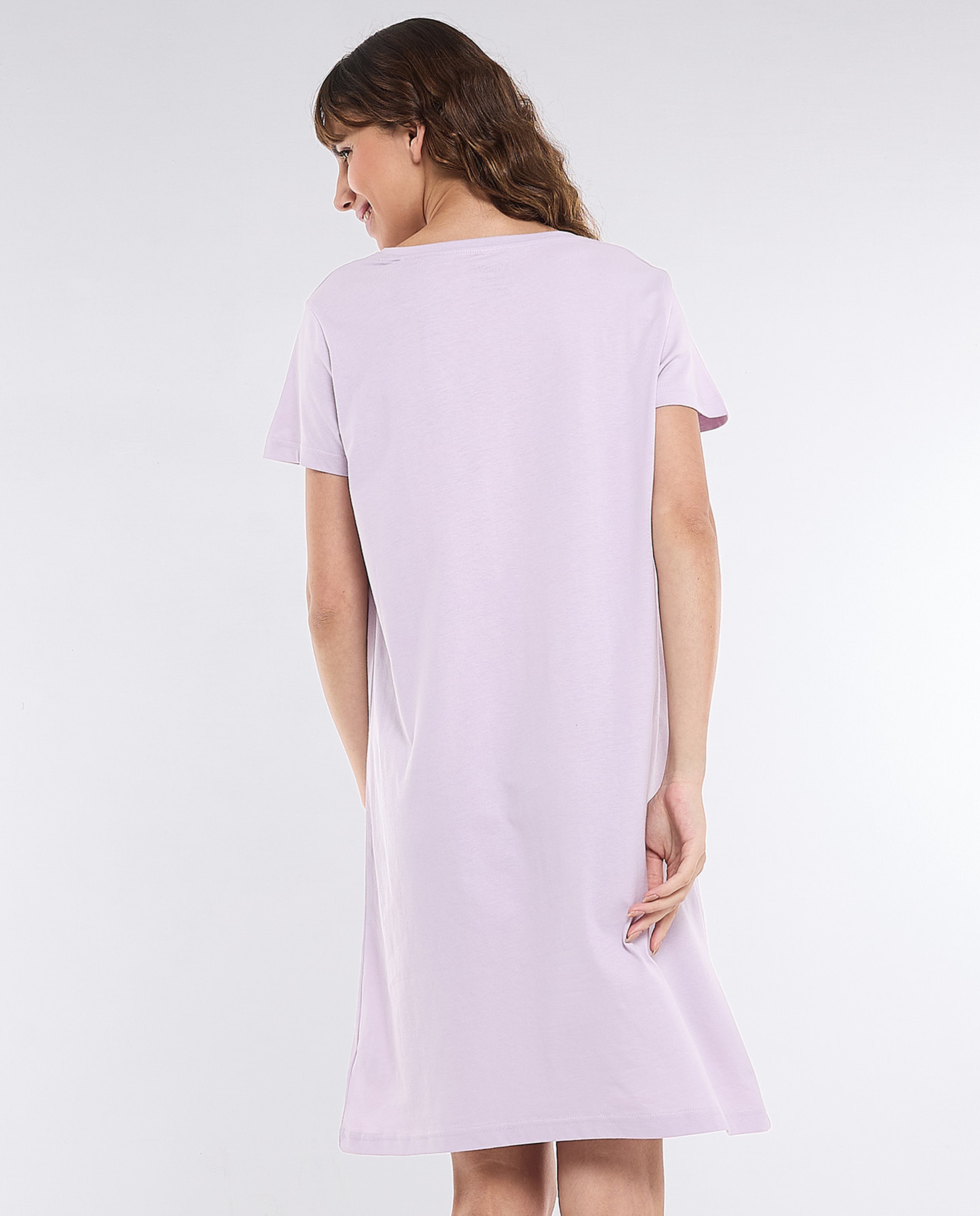 Kuromi Printed Nightdress with Crew Neck and Short Sleeves