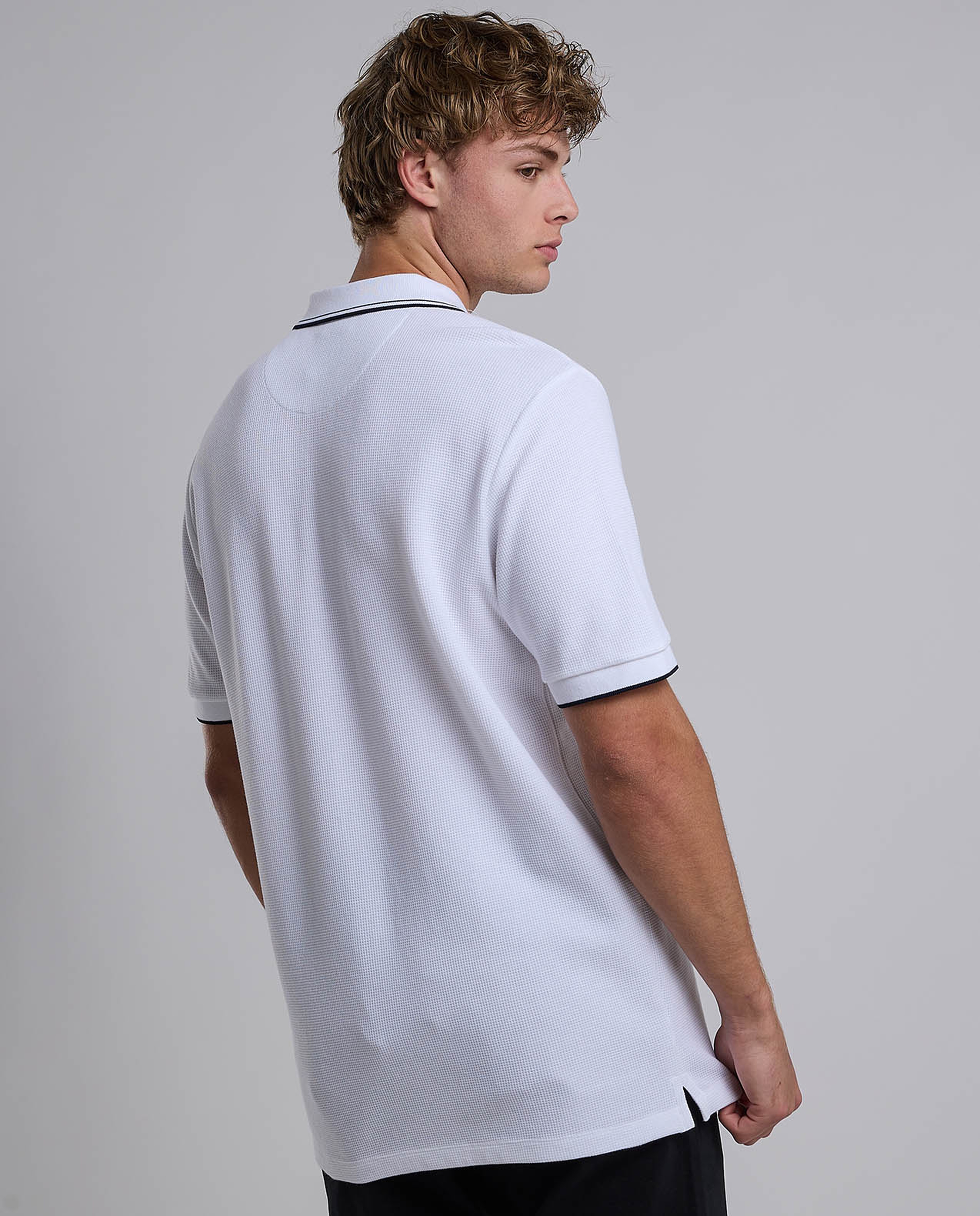 Contrast Trim Polo T-Shirt with Shirt Collar and Short Sleeves