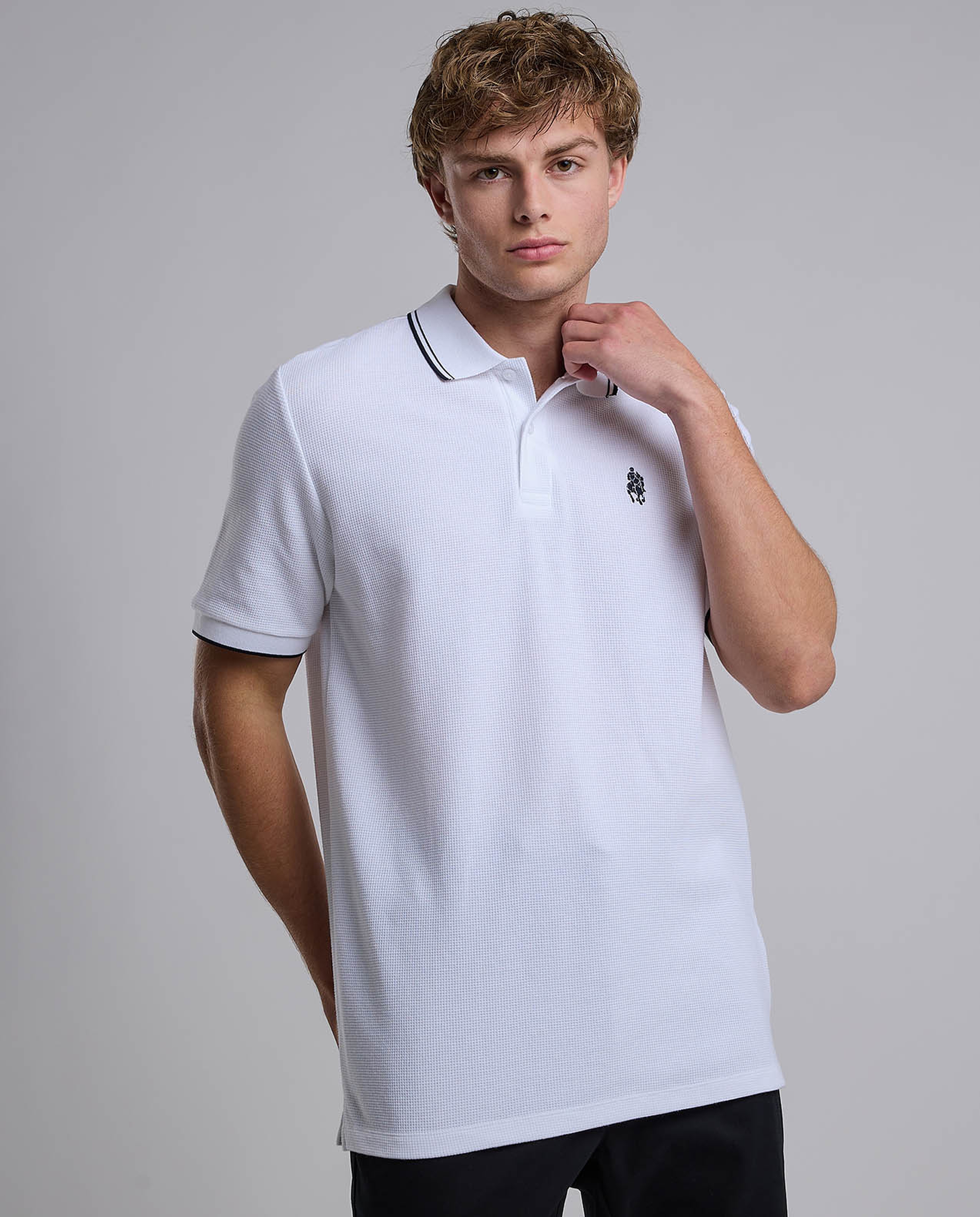 Contrast Trim Polo T-Shirt with Shirt Collar and Short Sleeves